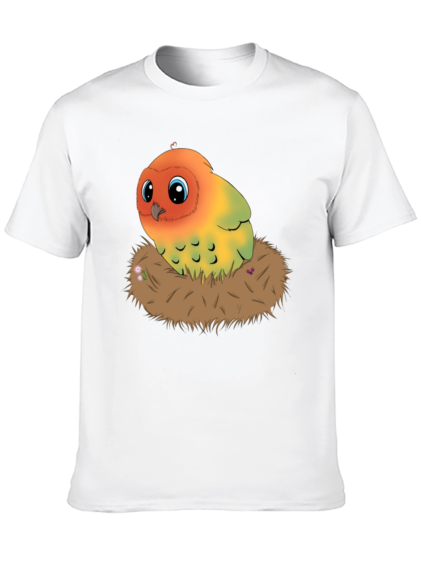 Black Cute Lovebird in Nest Graphic Tee view 10