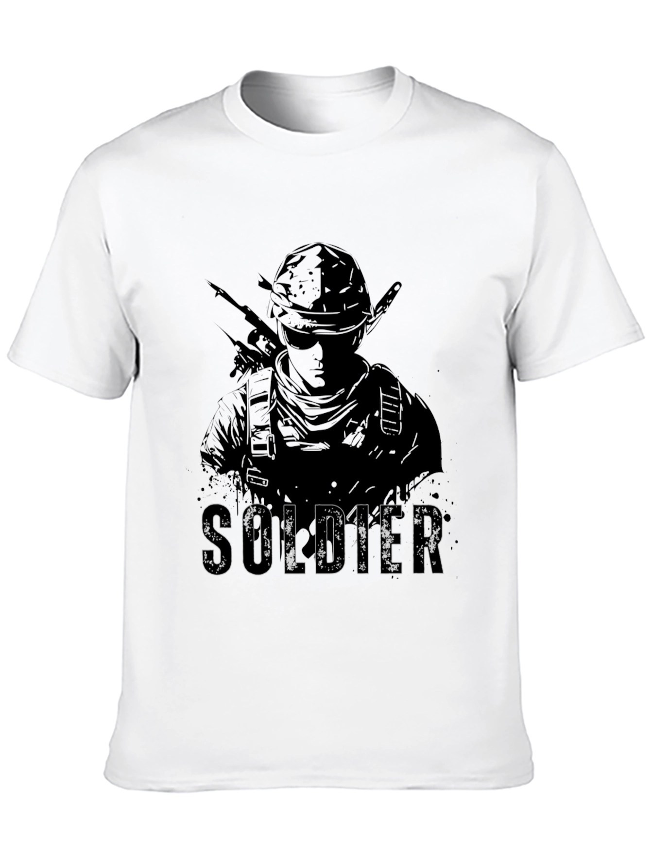 Black Soldier Graphic Tee - Black Cotton Blend Shirt view 10