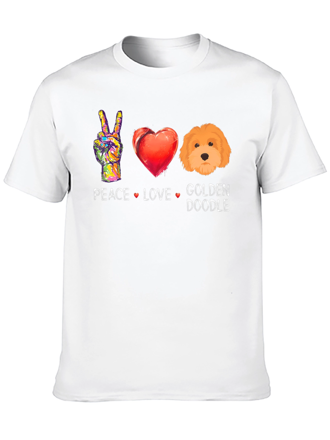 Black Peace Love Golden Doodle T-Shirt view 10