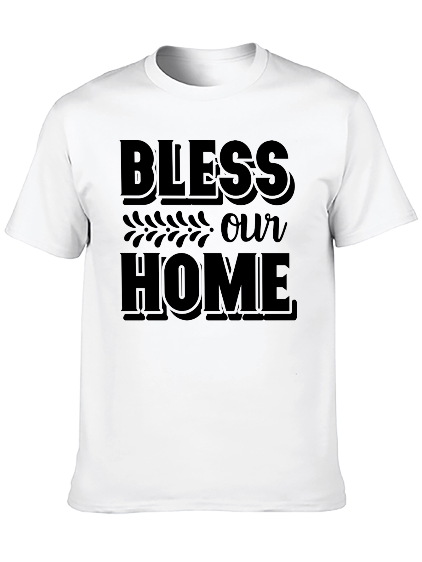 Black Bless Our Home Graphic Tee - Unisex Black T-Shirt view 10
