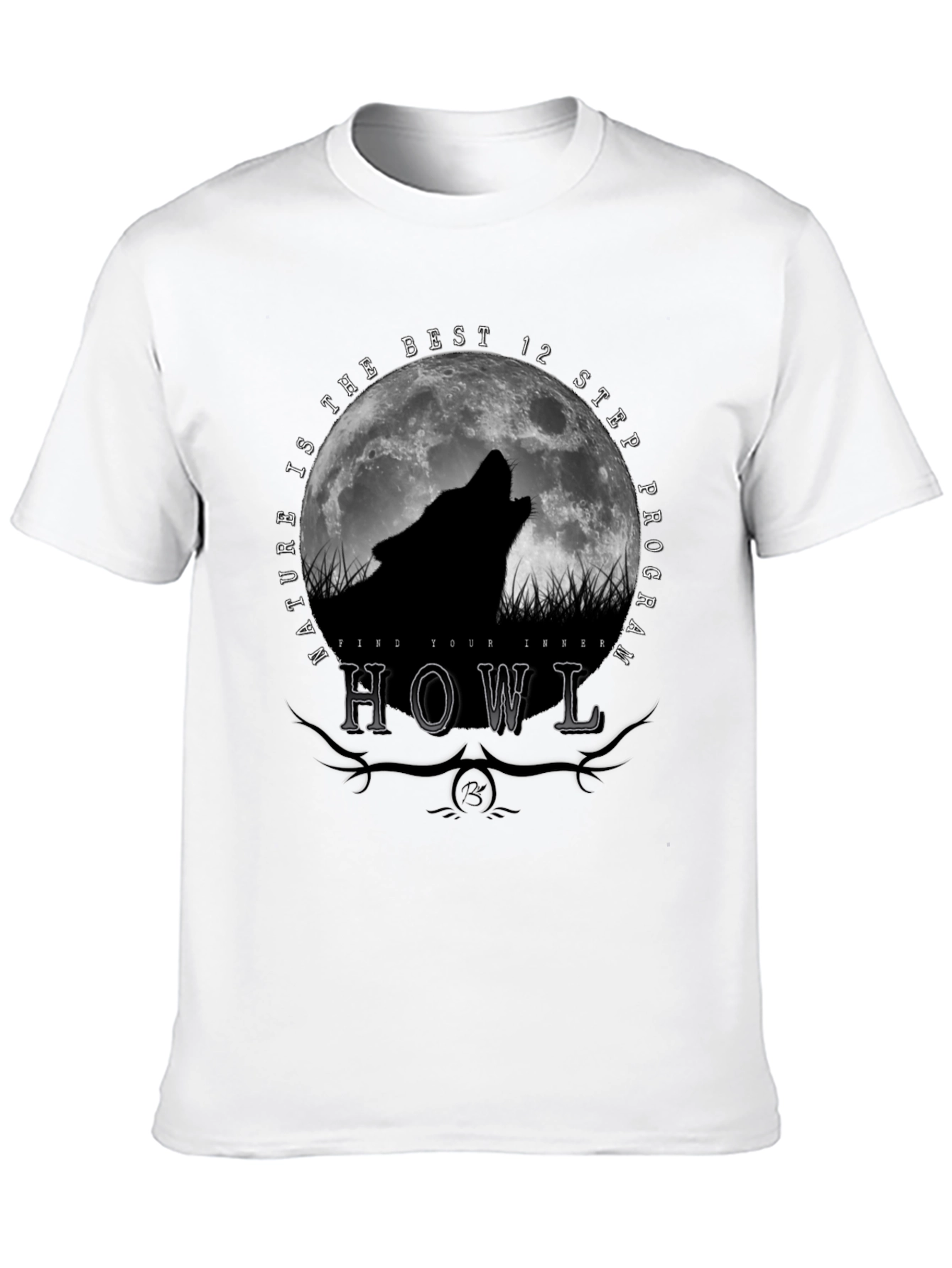 Black Nature Howl Wolf T-Shirt view 10
