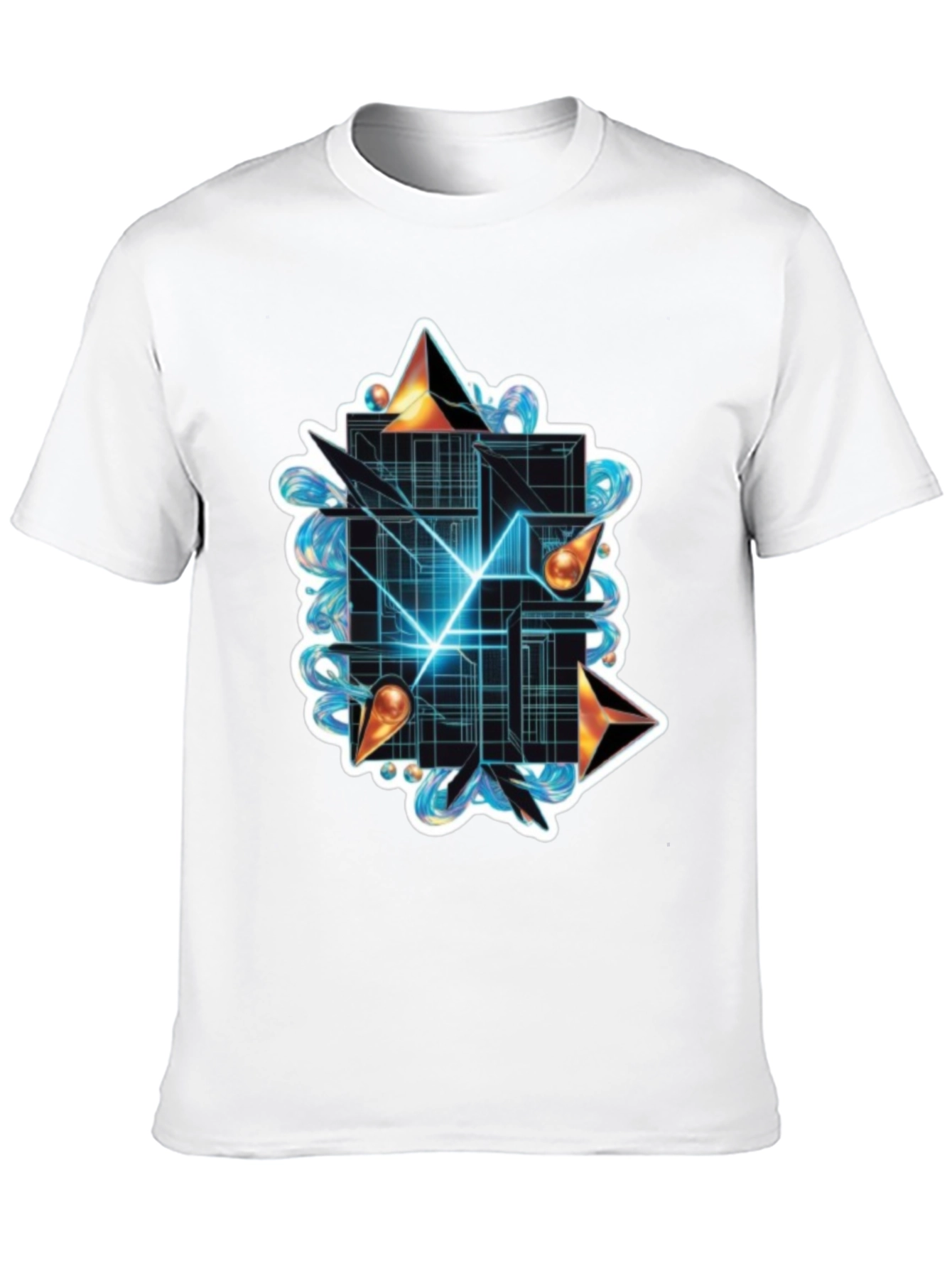 Black Abstract Geometric Graphic Tee - Stylish Black T-Shirt view 10