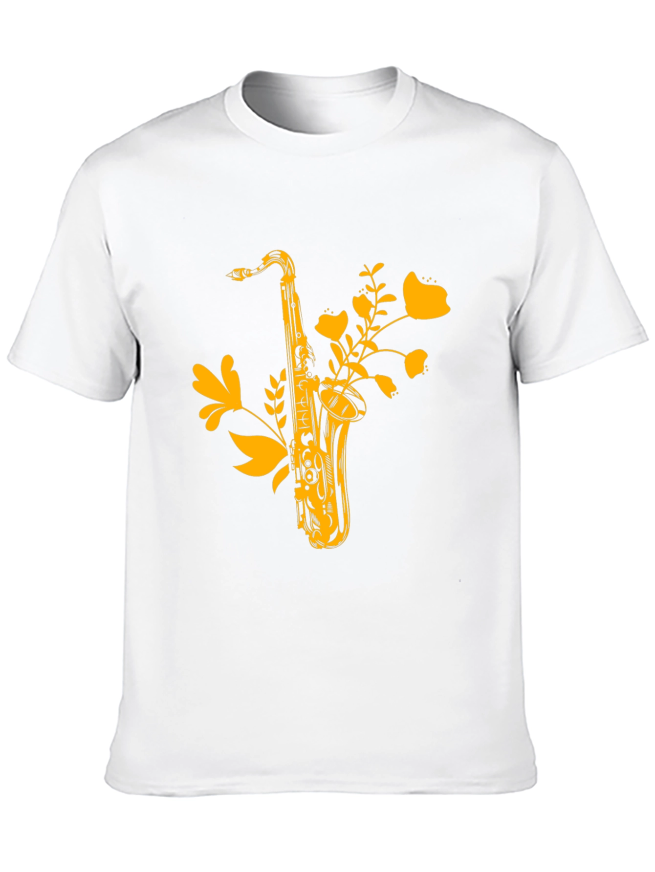 Black Saxophone Floral Graphic Tee - Black Cotton Comfort view 10