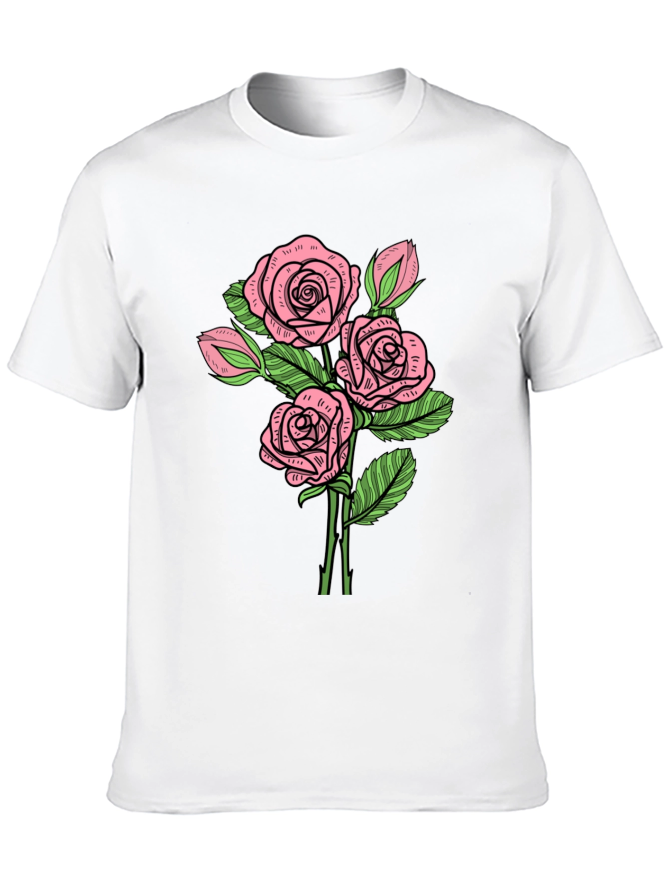 Black Floral Rose Print Crew Neck T-Shirt view 10