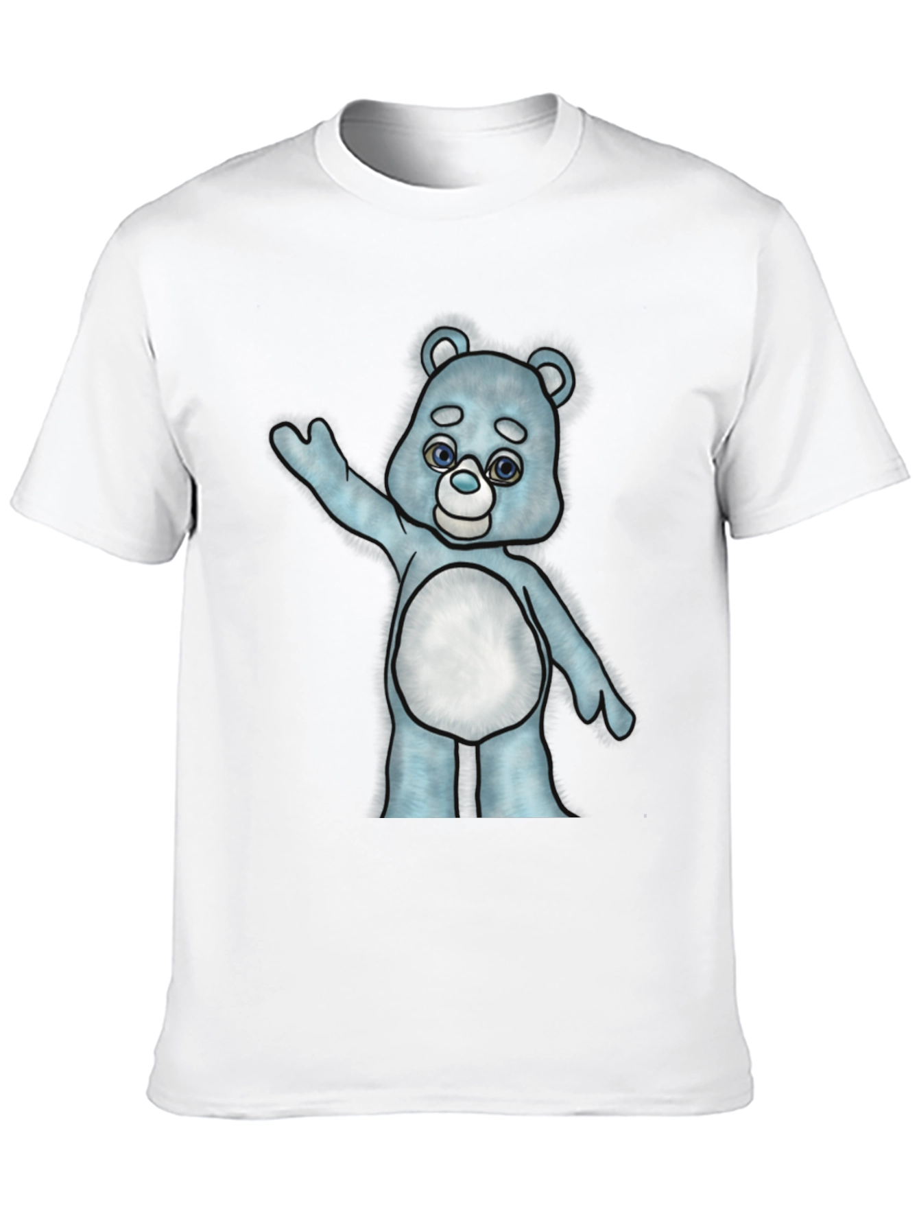 Black Cute Cartoon Bear Graphic T-Shirt - Black Cotton Tee view 10