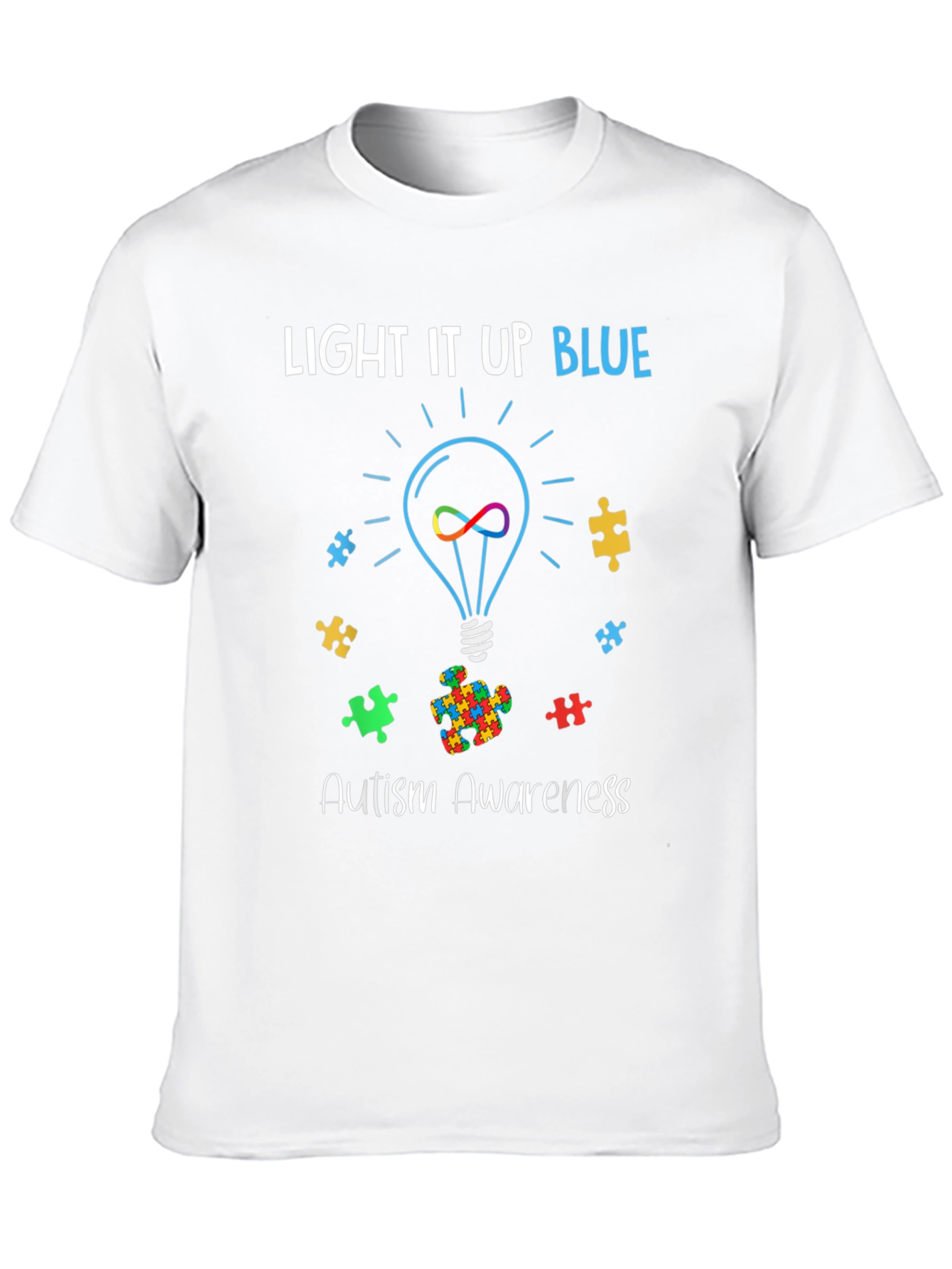 Black Autism Awareness Light It Up Blue T-Shirt view 10