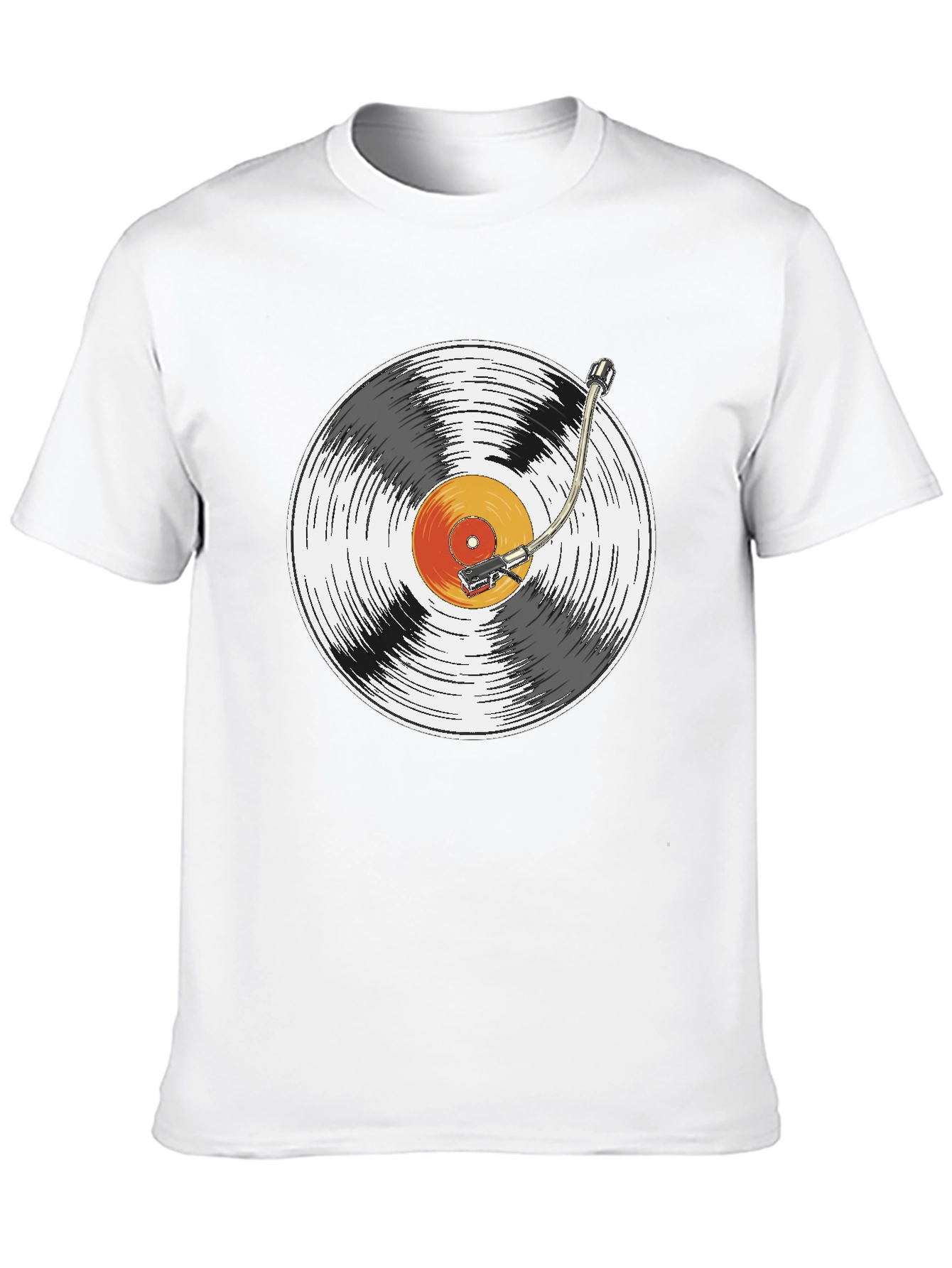 Black Retro Vinyl Record Player Graphic T-Shirt view 10