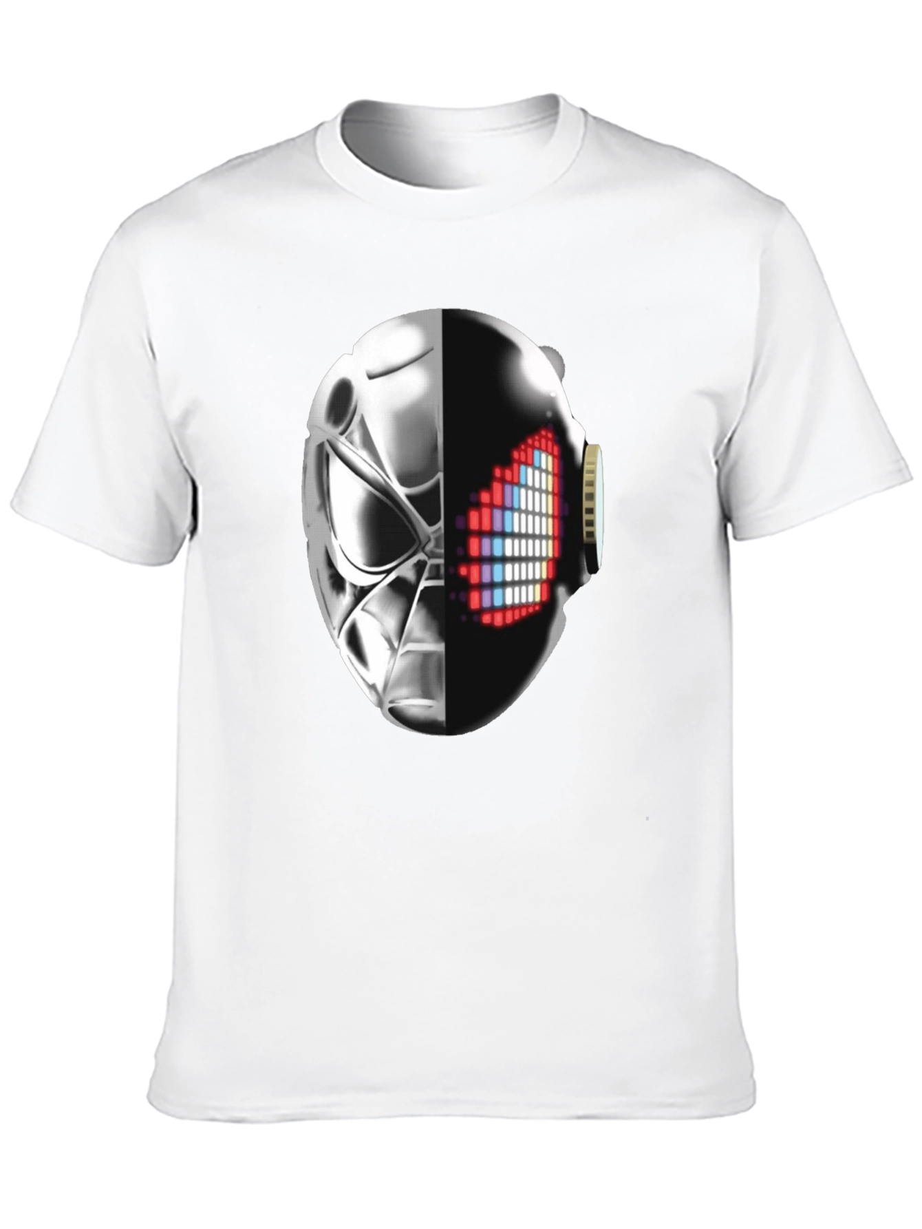 Black Cyberpunk Half-Mask Graphic T-Shirt - Black view 10