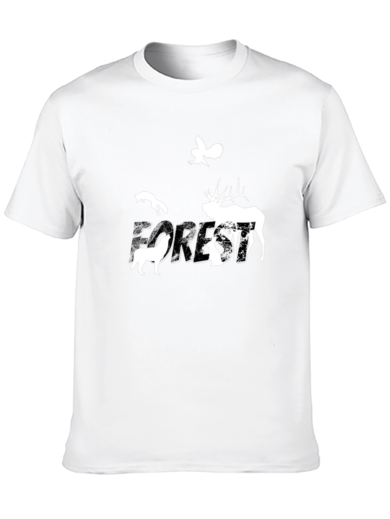 Black Nature Forest Animals Graphic Print Crew Neck Tee view 10