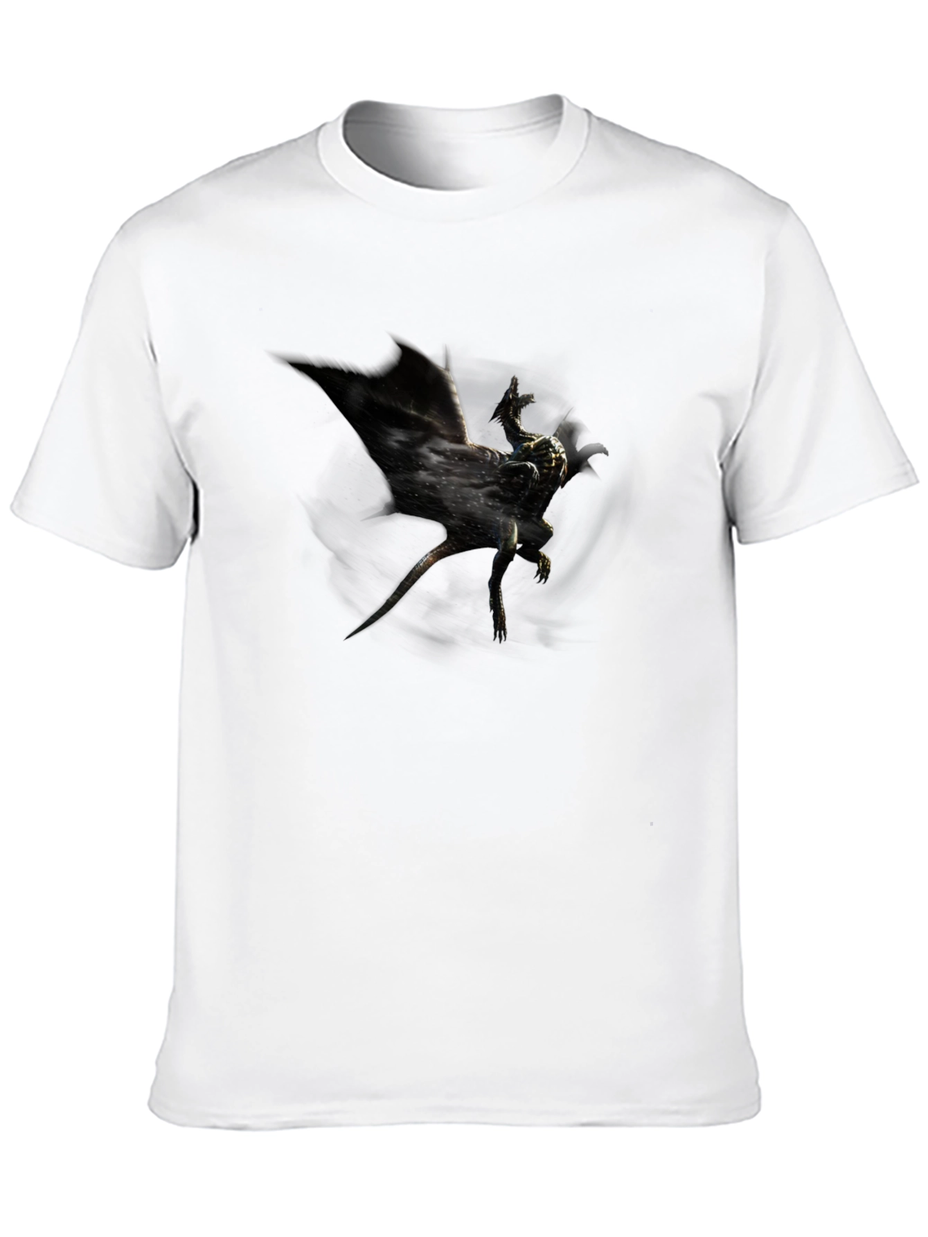 Black Men's Black Graphic Tee - Dragon Design view 10