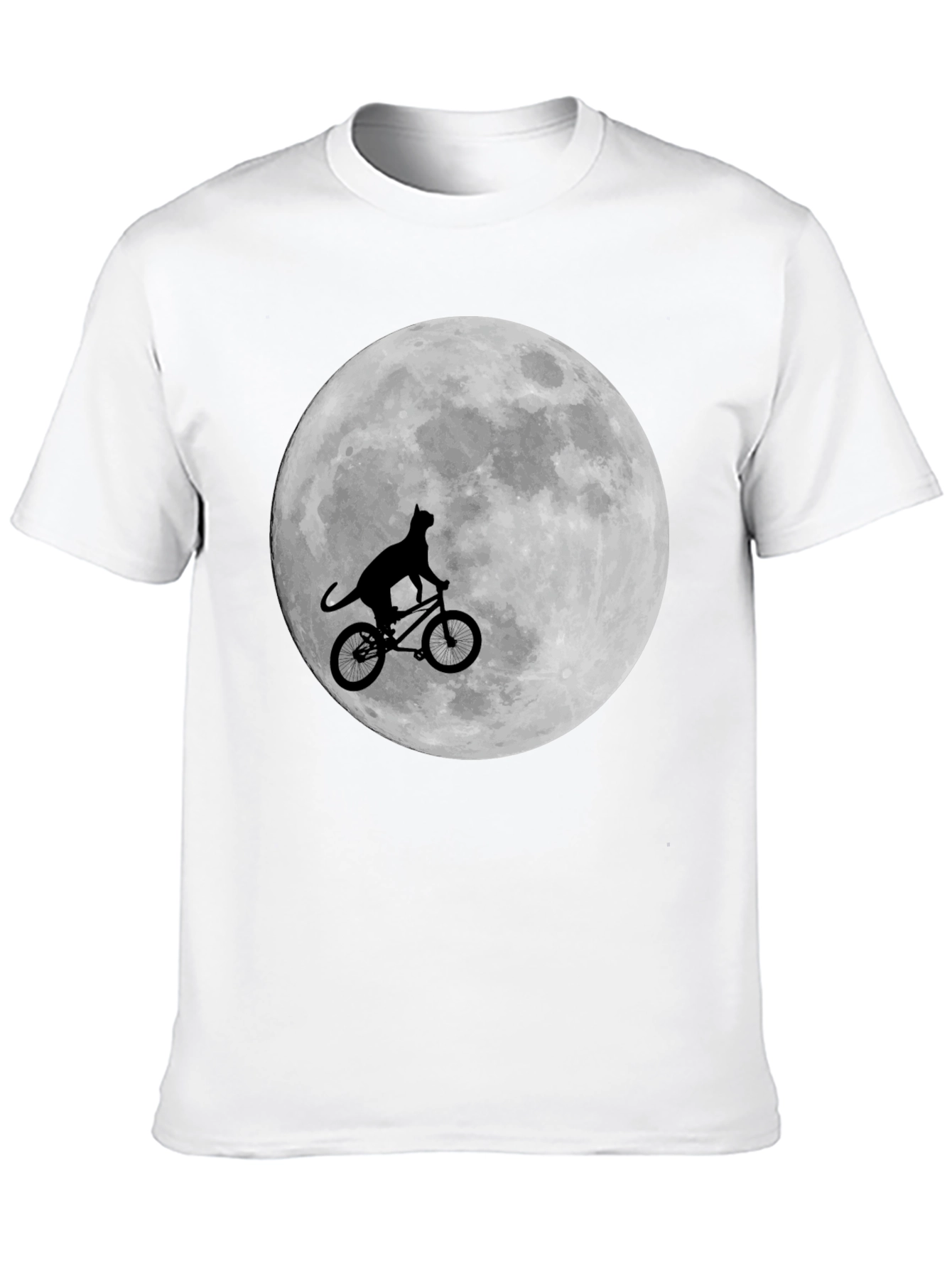 Black Cat on Bike Moon Graphic T-Shirt view 10