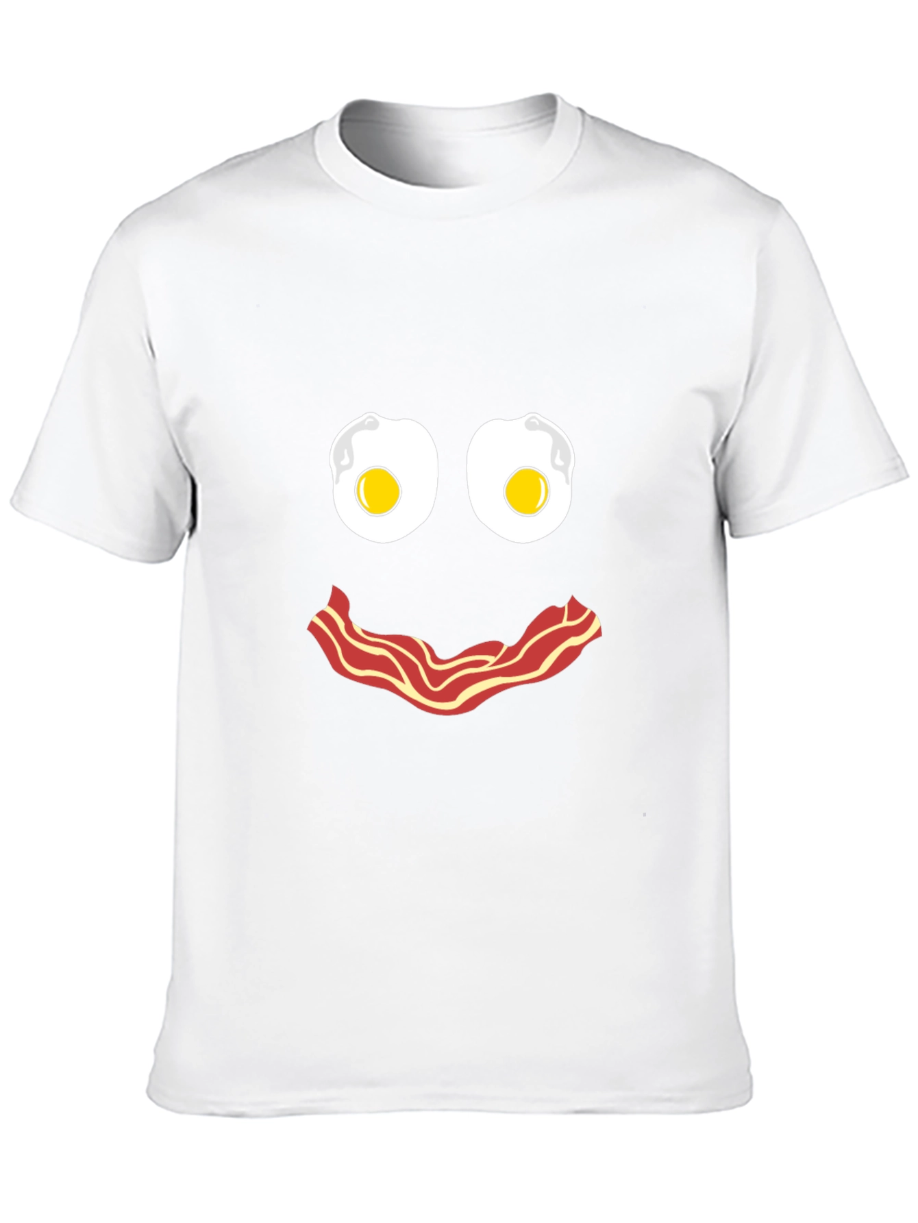 Black Funny Breakfast Face T-Shirt: Eggs and Bacon Graphic Tee view 10