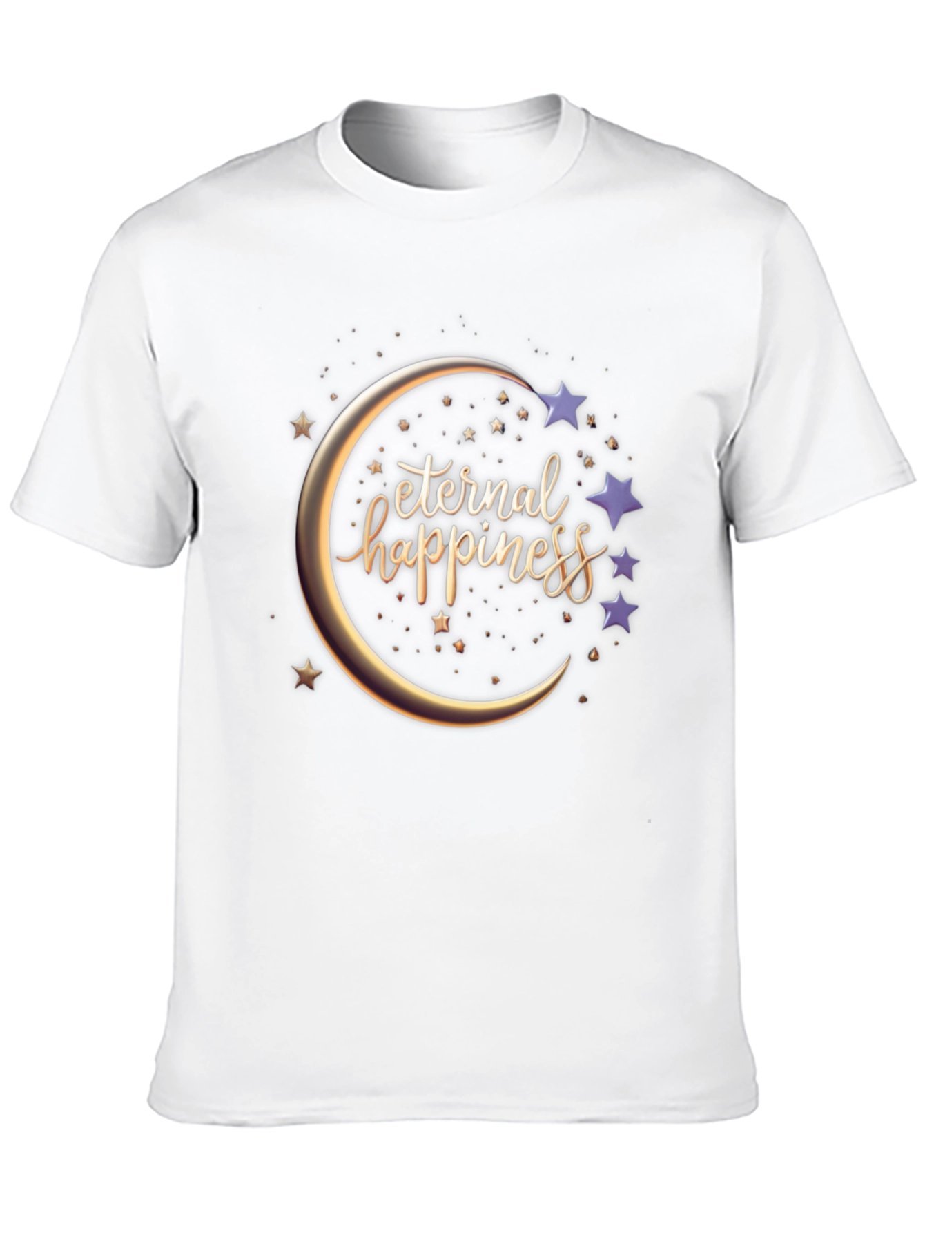 Black Eternal Happiness Moon Star Graphic T-Shirt view 10