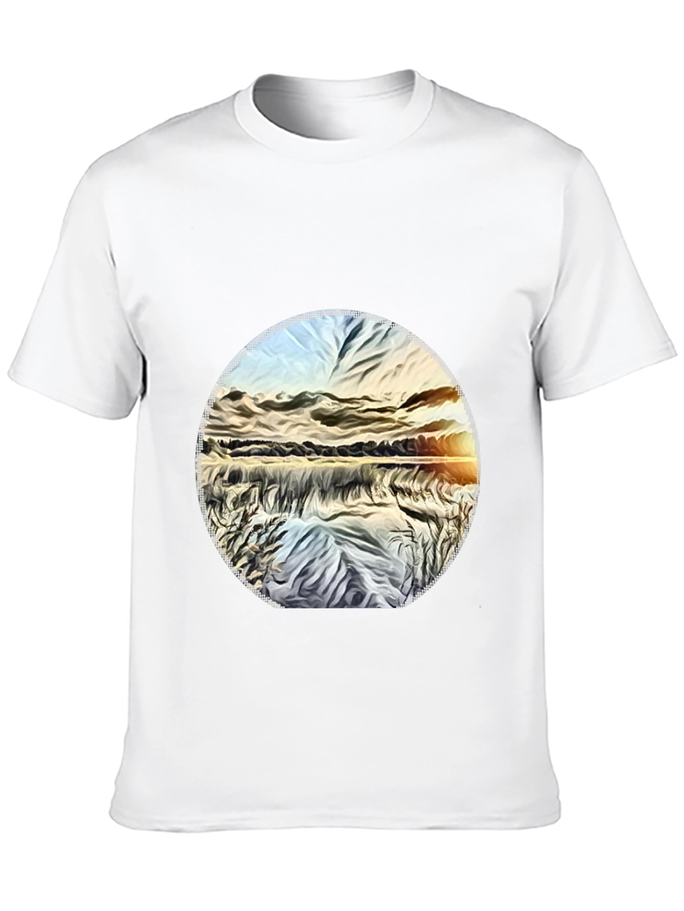 Black Sunset Lake Graphic Tee - Black Casual T-Shirt view 10