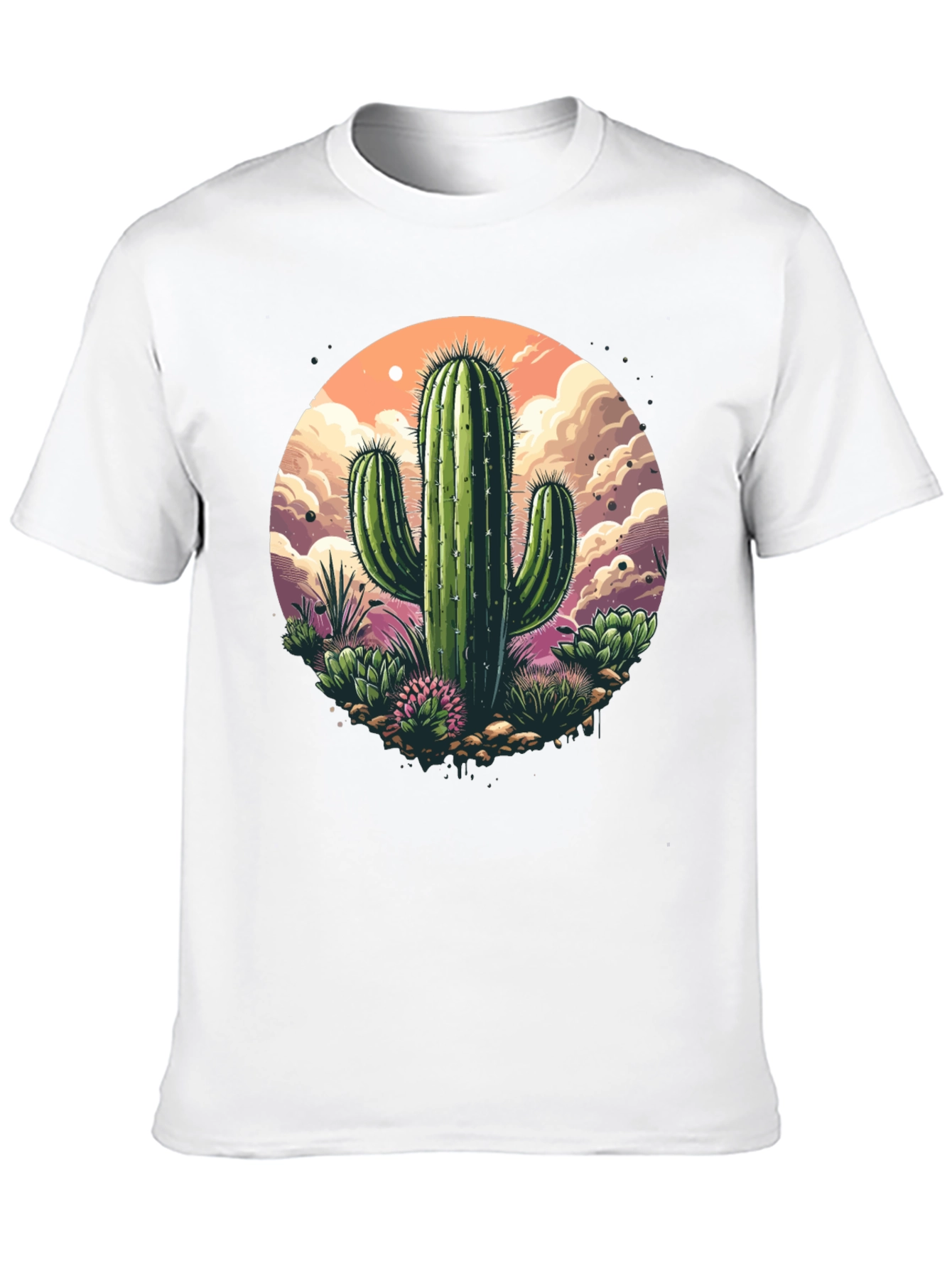 Black Cactus Graphic T-Shirt - Desert Scene view 10
