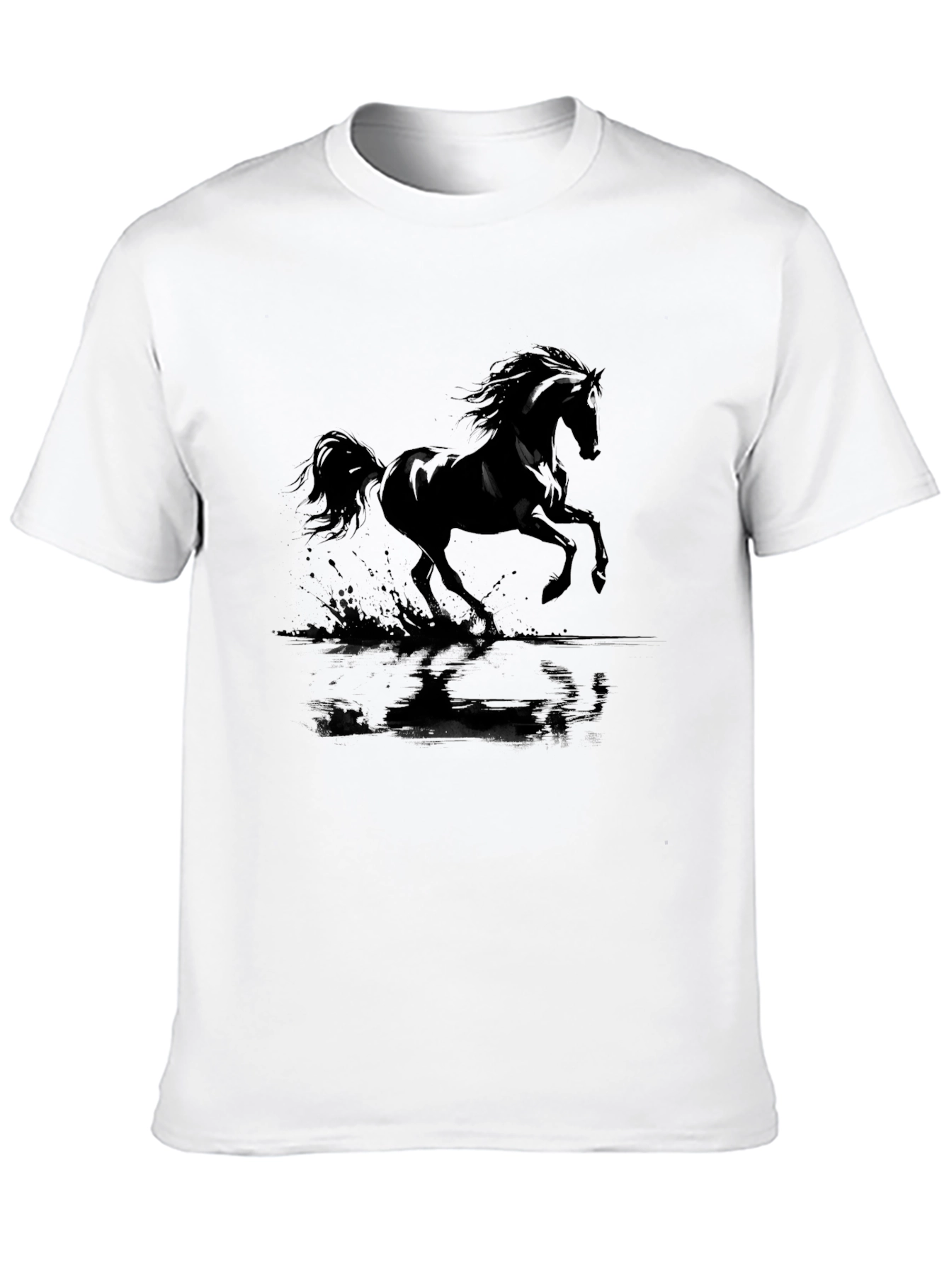Black Black Horse Graphic Tee - Men's Casual Crew Neck T-Shirt view 10