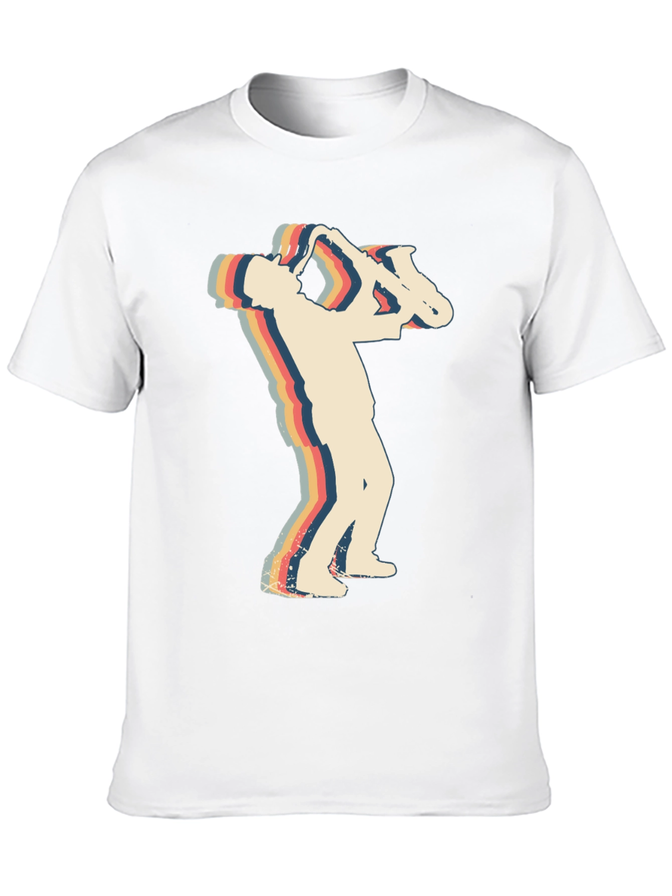 Black Retro Saxophone Player Black T-Shirt view 10