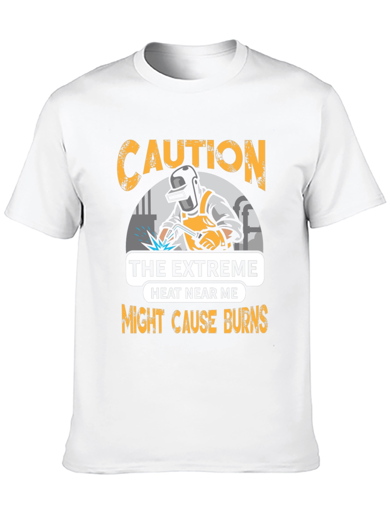 Black Caution Welder T-Shirt: Extreme Heat Burns Risk view 10