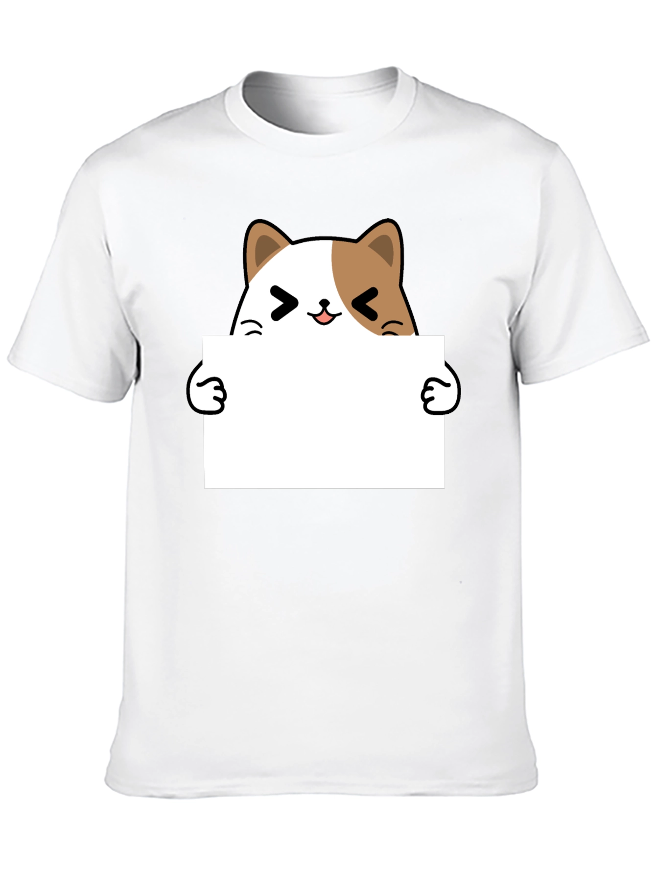 Black Cute Cat Holding Sign Graphic T-Shirt view 10