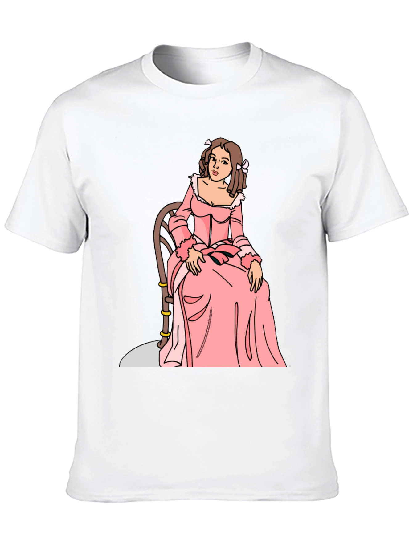 Black Cartoon Woman Pink Dress Black T-Shirt view 10