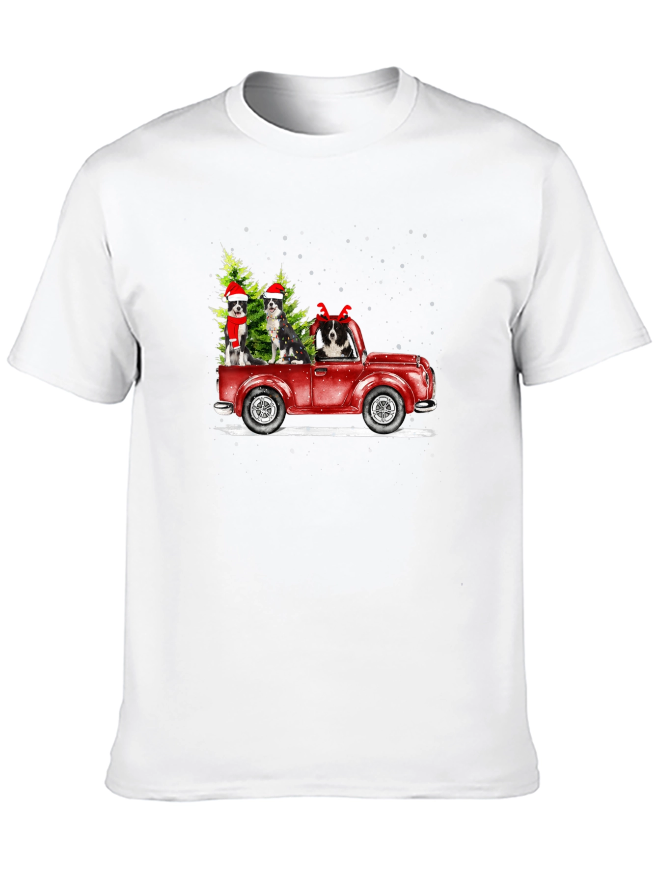 Black Holiday Dogs in Truck T-Shirt view 10