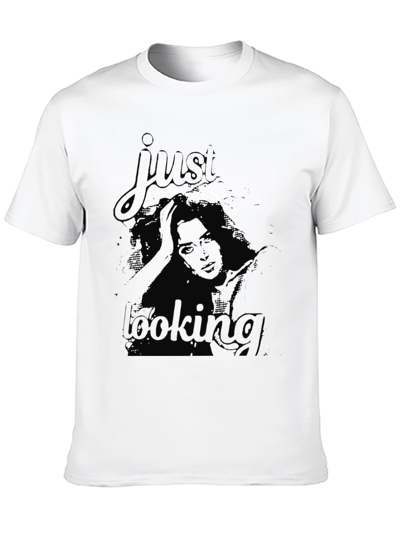 Black Just Looking Graphic Tee - Black Unisex Shirt view 10