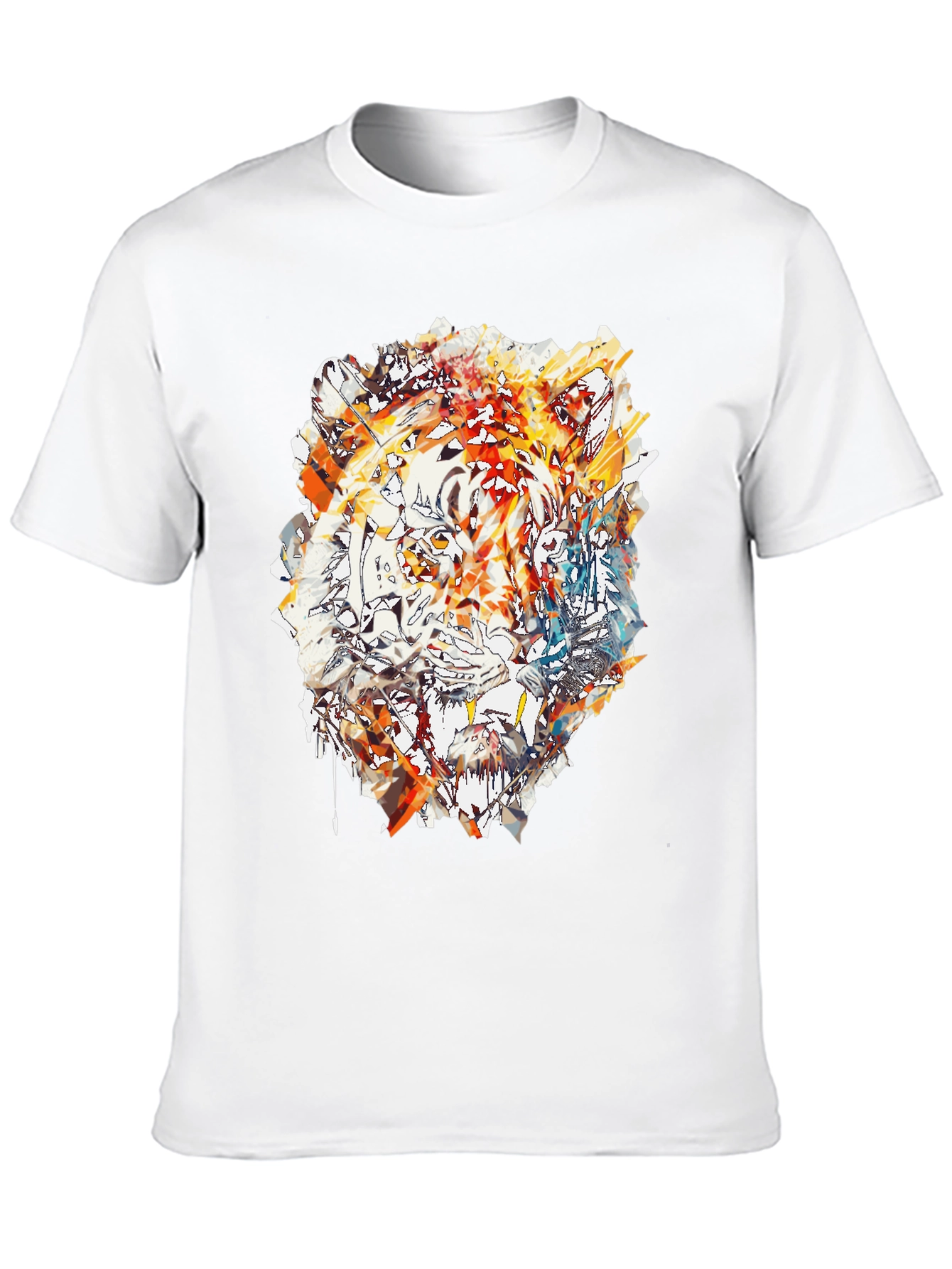 Black Abstract Tiger Print Men's Black T-Shirt view 10