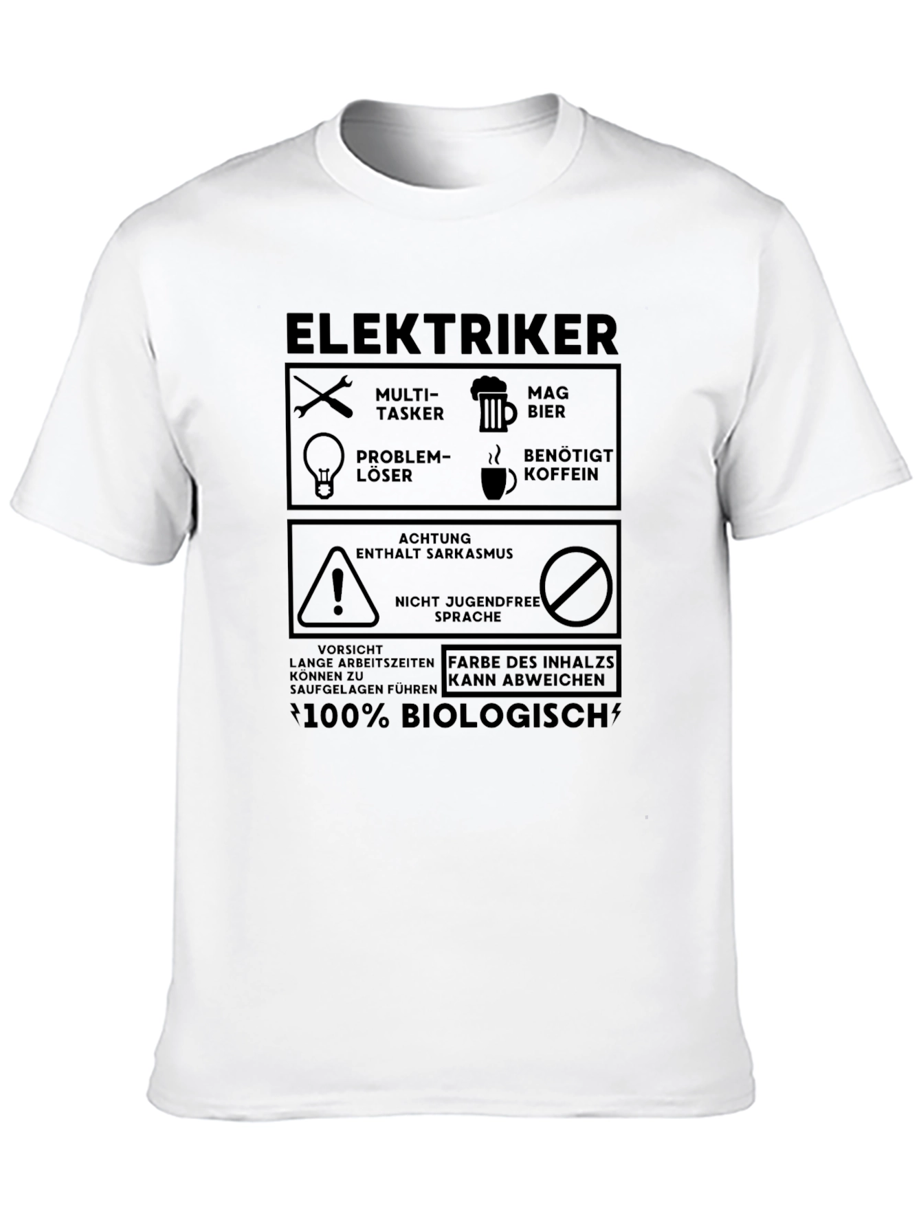 Black Elektriker Fun T-Shirt: Biologisch, Sarkasmus, Multi-Tasker! view 10