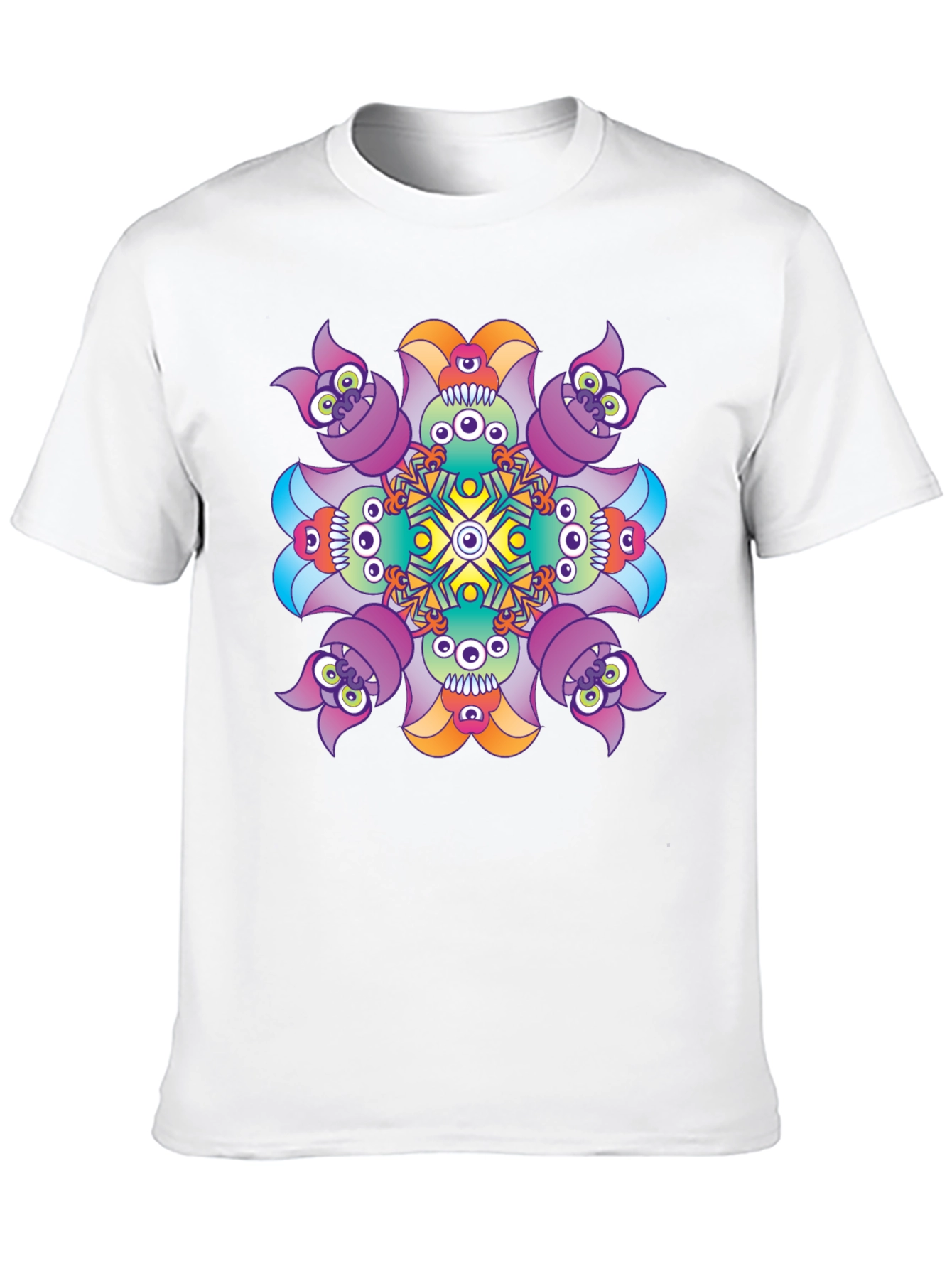 Black Monster Kaleidoscope Graphic Tee - Black Cotton T-Shirt view 10