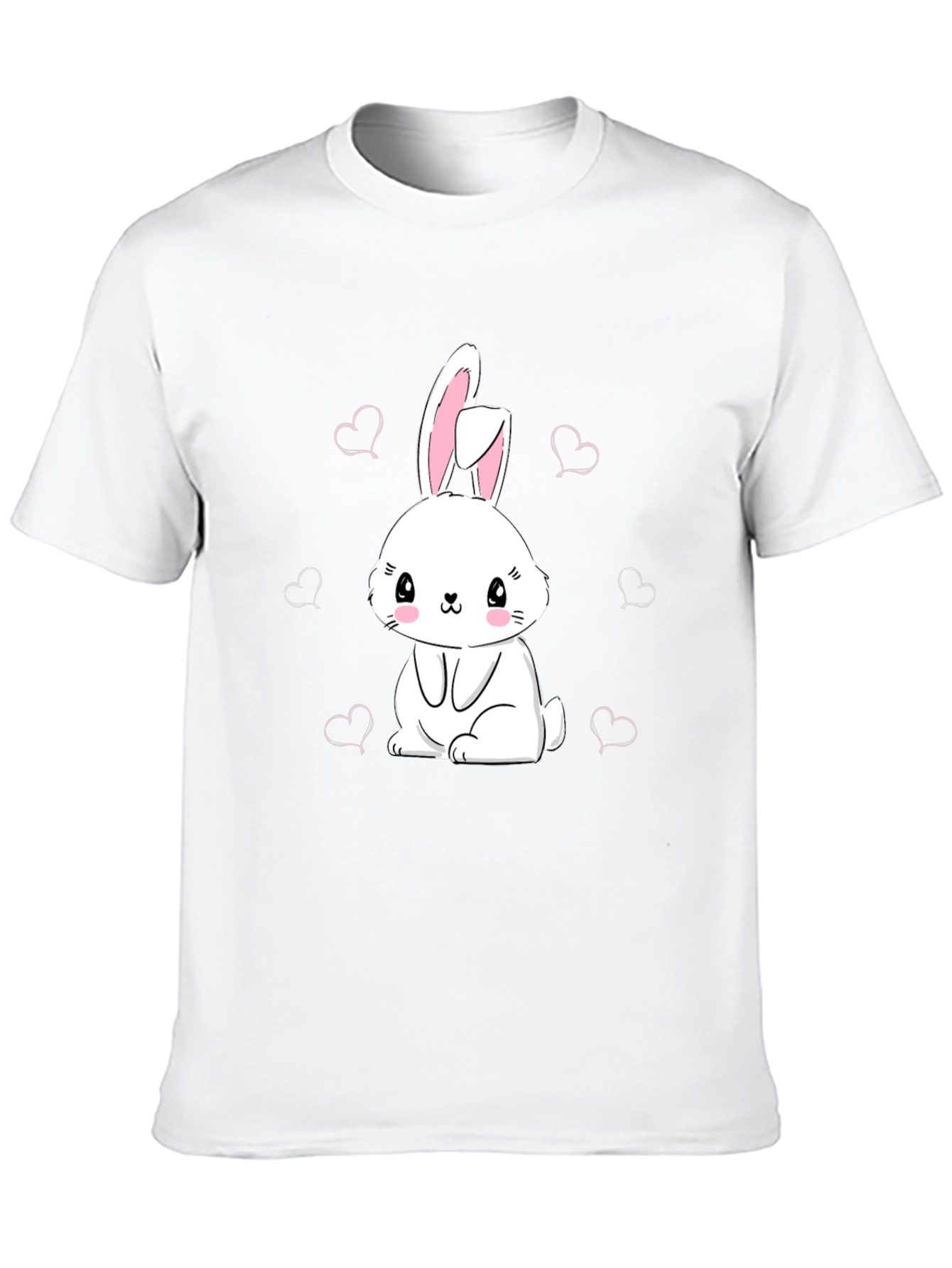 Black Cute Bunny Heart Print Black T-Shirt view 10