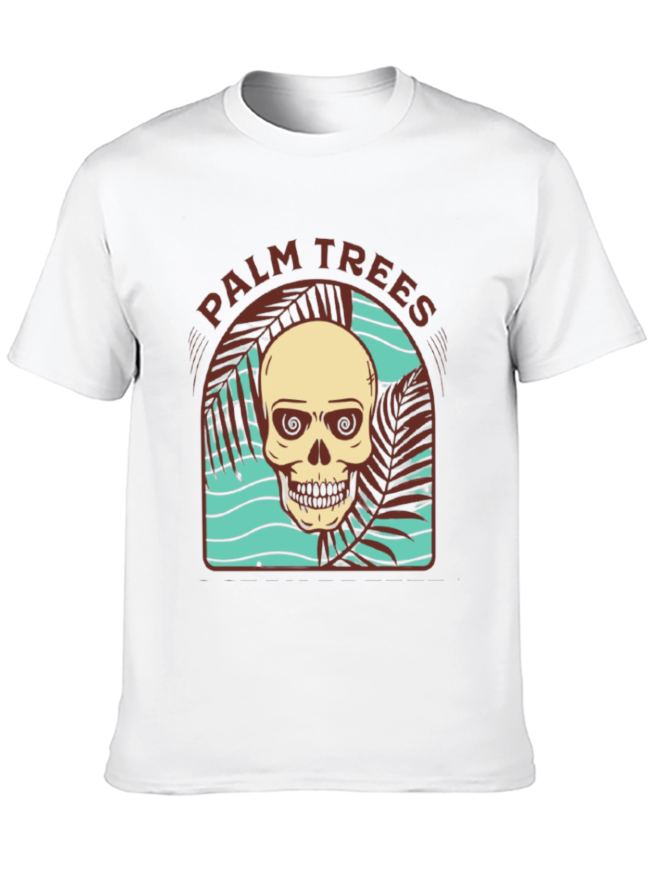 Black Skull Palm Trees T-Shirt view 10