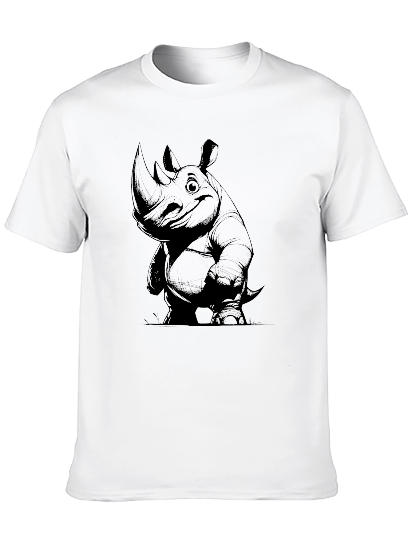 Black Rhino Graphic Tee - Men's Black Cotton T-Shirt view 10