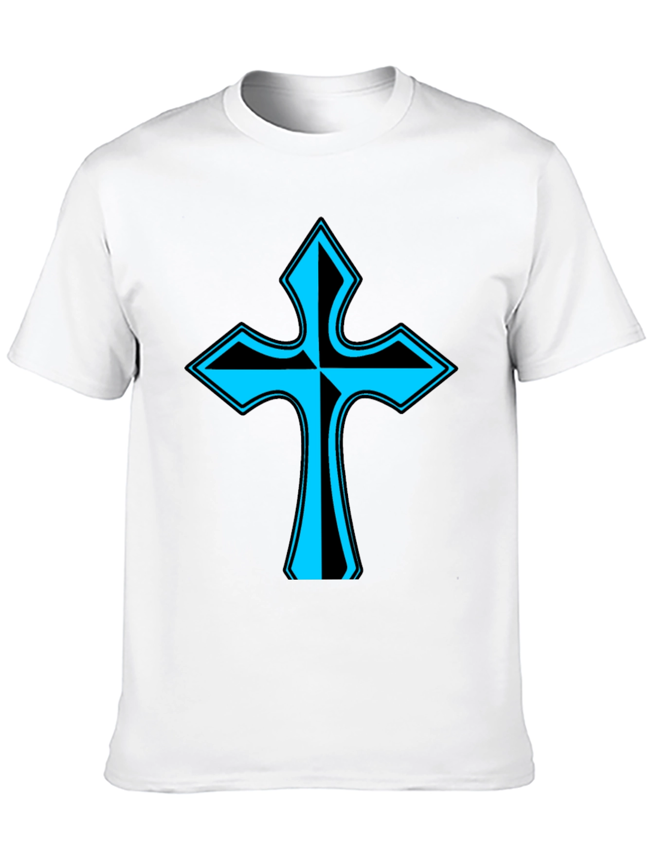 Black Stylish Cross Graphic Tee - Black view 10