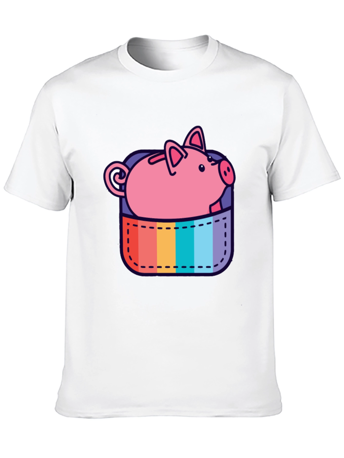 Black Rainbow Pocket Piggy Bank T-Shirt view 10
