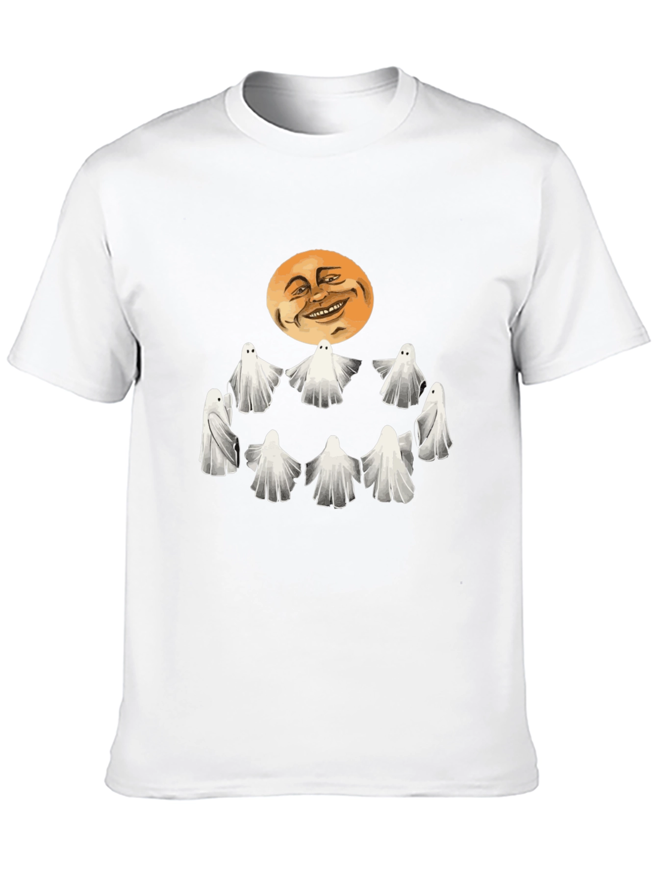 Black Spooky Ghosts and Moon Graphic Tee - Halloween Style view 10