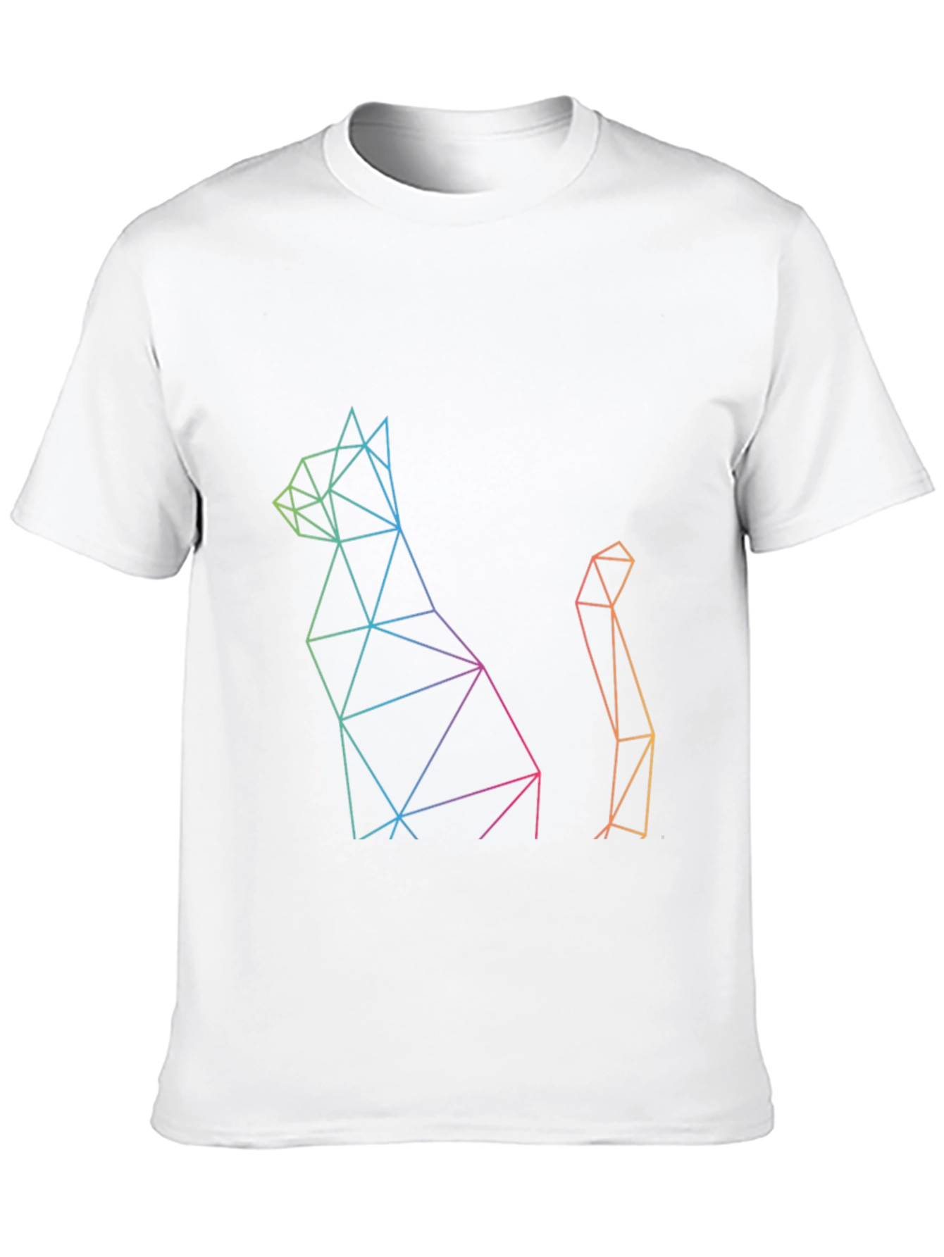 Black Geometric Cat Print Black T-Shirt view 10