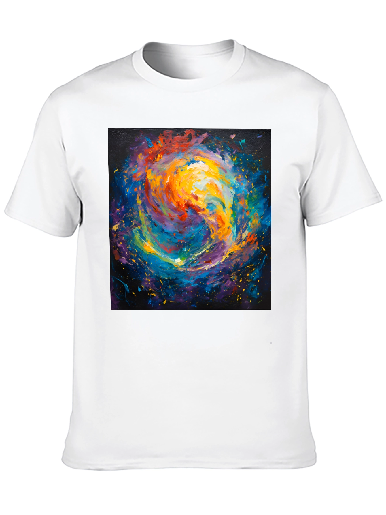 Black Abstract Galaxy Print Crew Neck T-Shirt view 10
