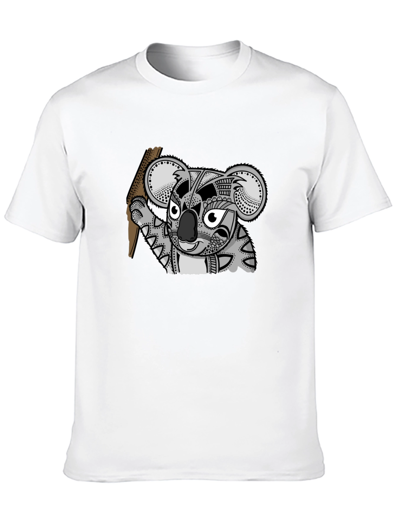 Black Koala Tribal Art Men's Black T-Shirt view 10