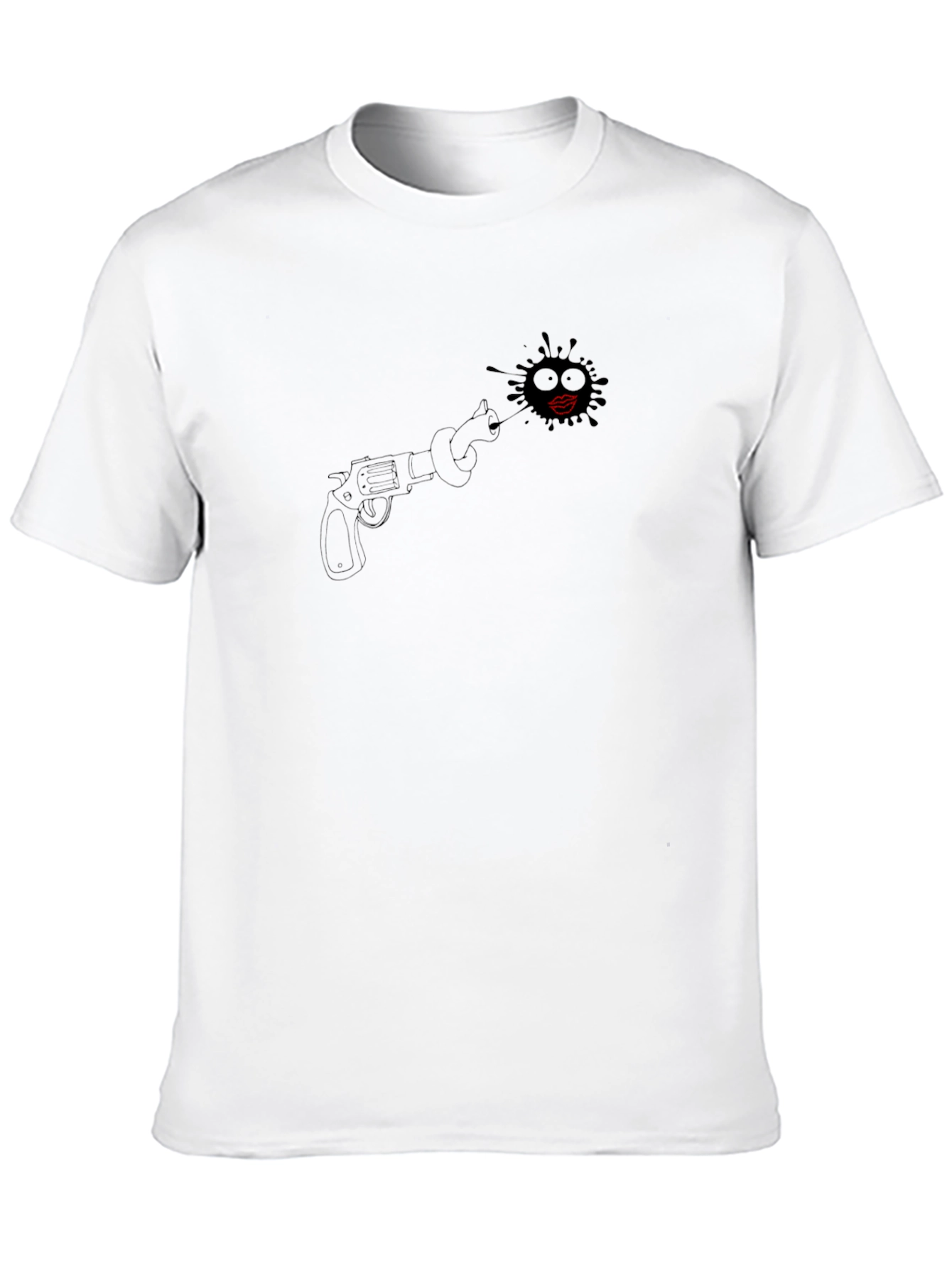Black Black T-Shirt with Revolver and Lips Design view 10