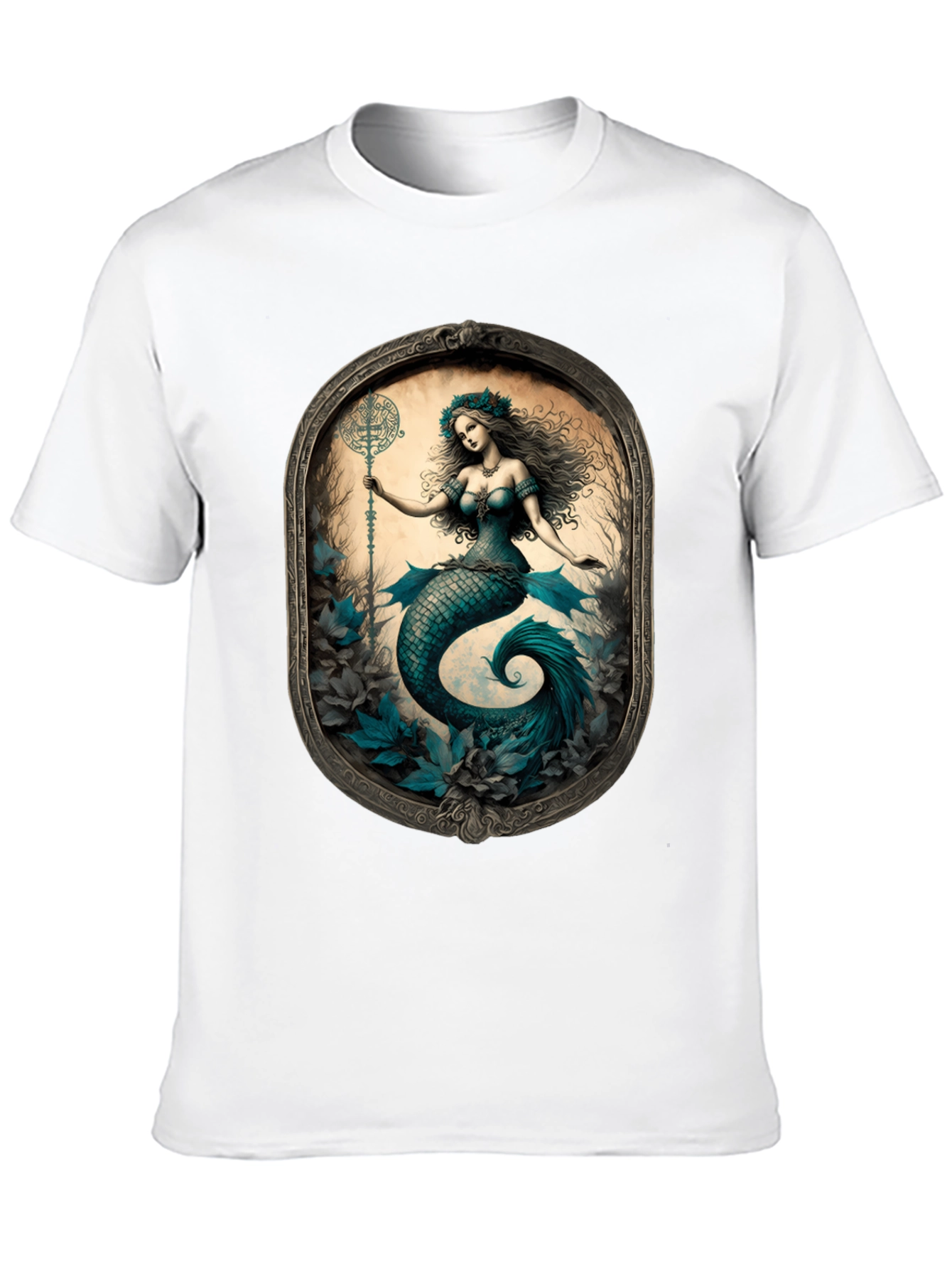 Black Mermaid Graphic Tee - Fantasy Art T-Shirt view 10