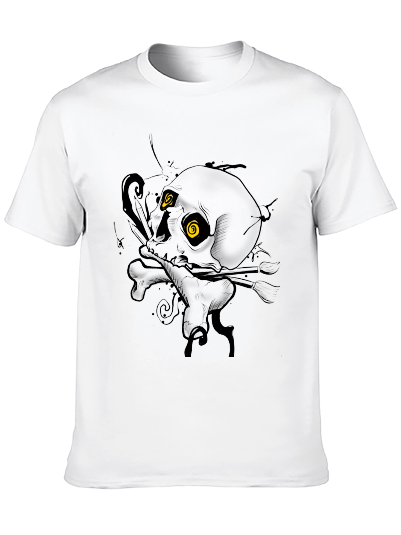 Black Skull & Bones Graphic Tee - Dark Humor Style view 10