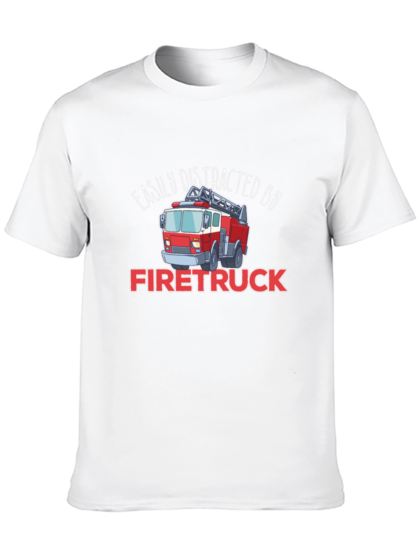 Black Easily Distracted By Firetruck T-Shirt view 10