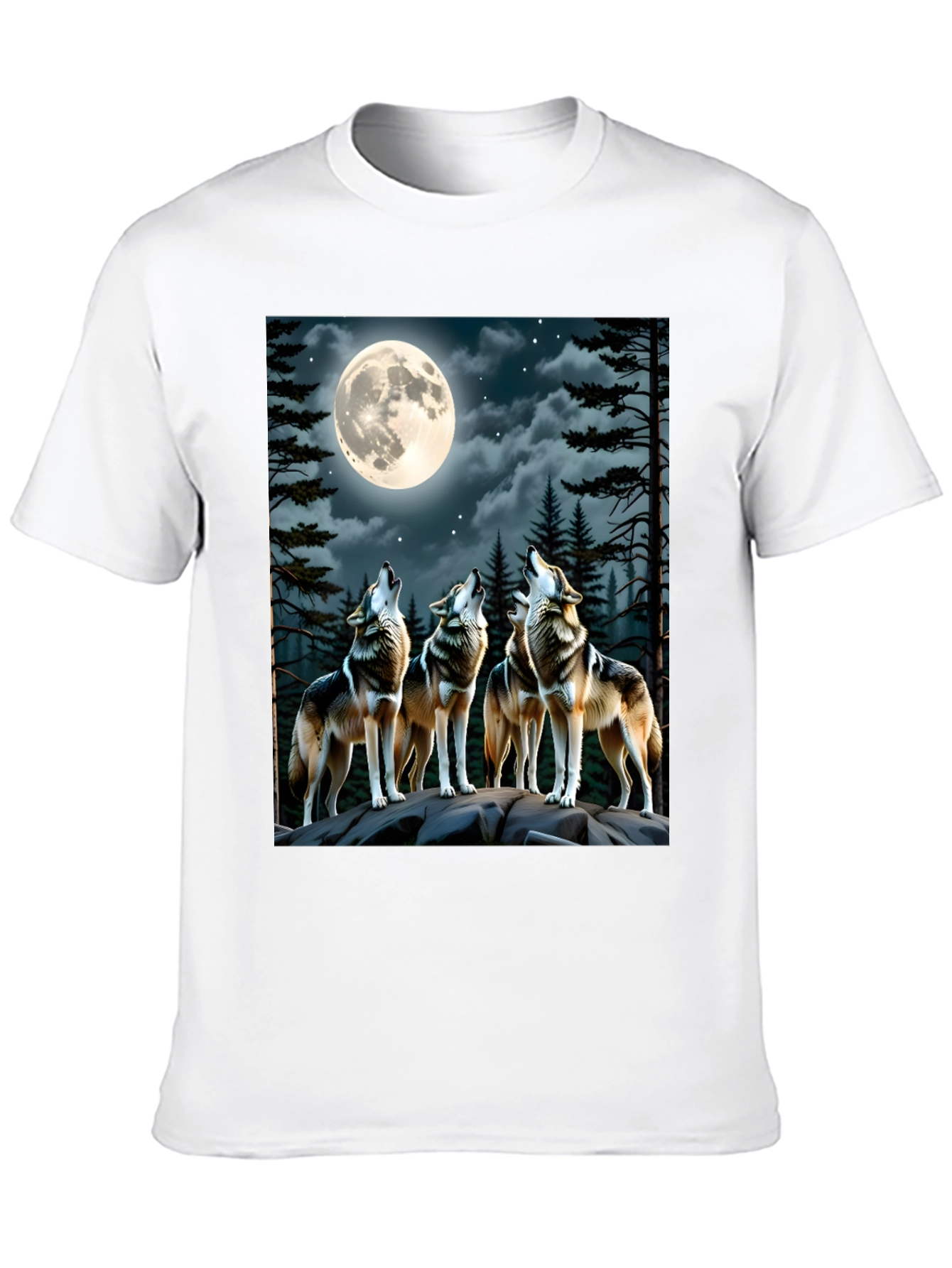 Black Wolf Pack Moon Graphic T-Shirt view 10