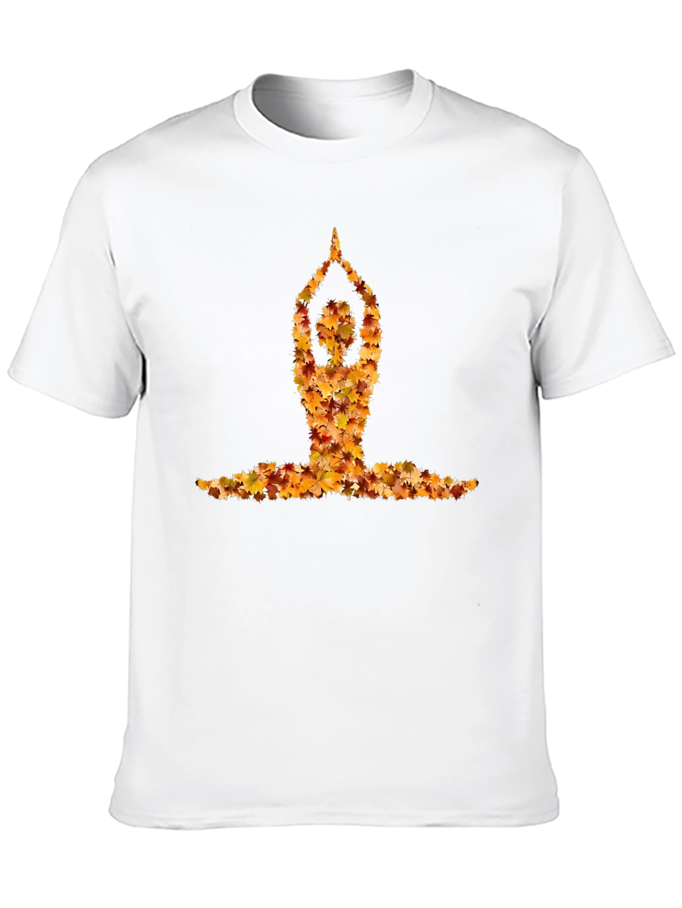 Black Yoga Pose Autumn Leaf Tee - Unisex view 10
