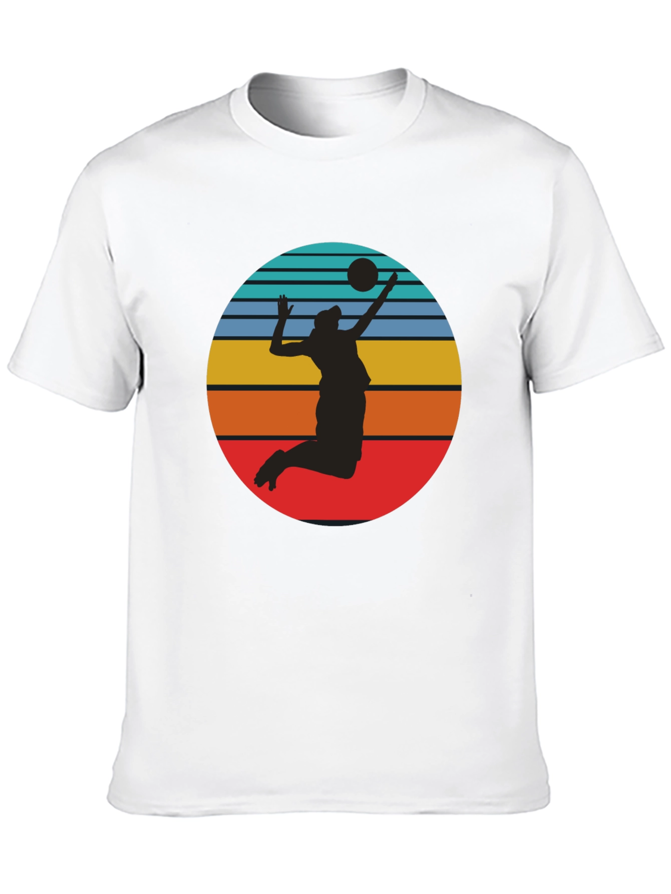Black Volleyball Sunset Silhouette Graphic Tee - Black view 10