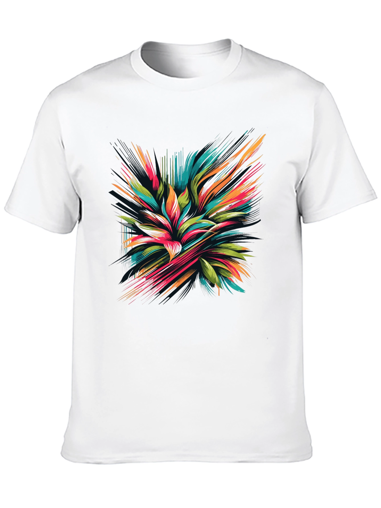 Black Abstract Floral Graphic Black T-Shirt view 10