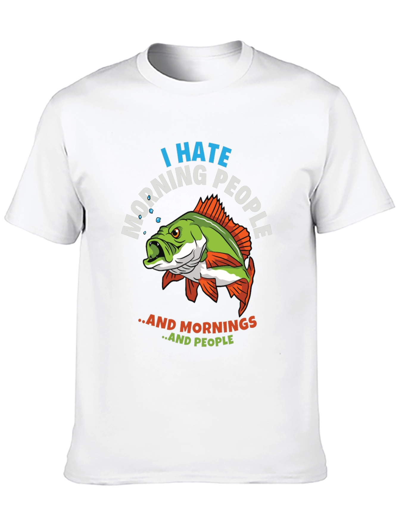 Black I Hate Morning People Fish Graphic T-Shirt view 10