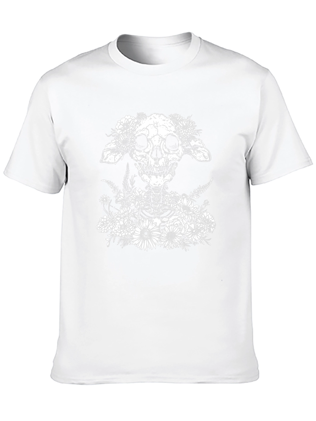 Black Floral Skull Graphic T-Shirt - Unique Design view 10