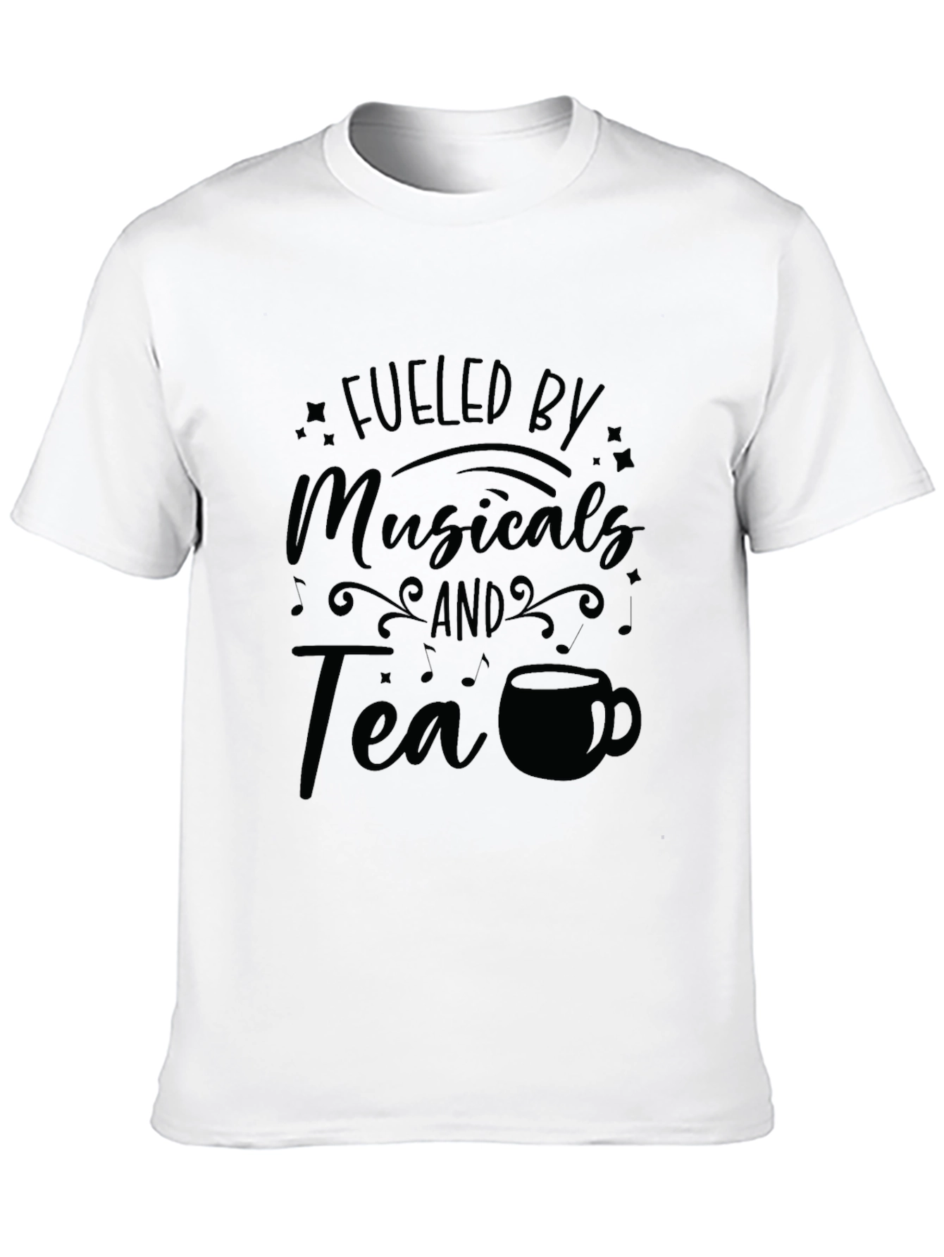 Black Fueled by Musicals and Tea Graphic T-Shirt view 10