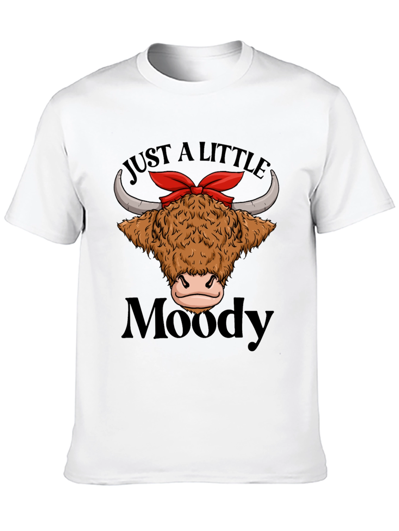 Black Moody Highland Cow T-Shirt Funny Graphic Tee view 10